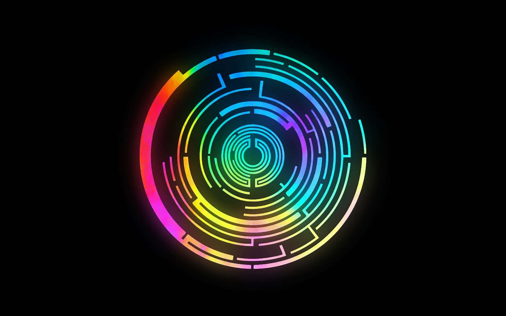 Vibrant Neon Abstract Circle Wallpaper