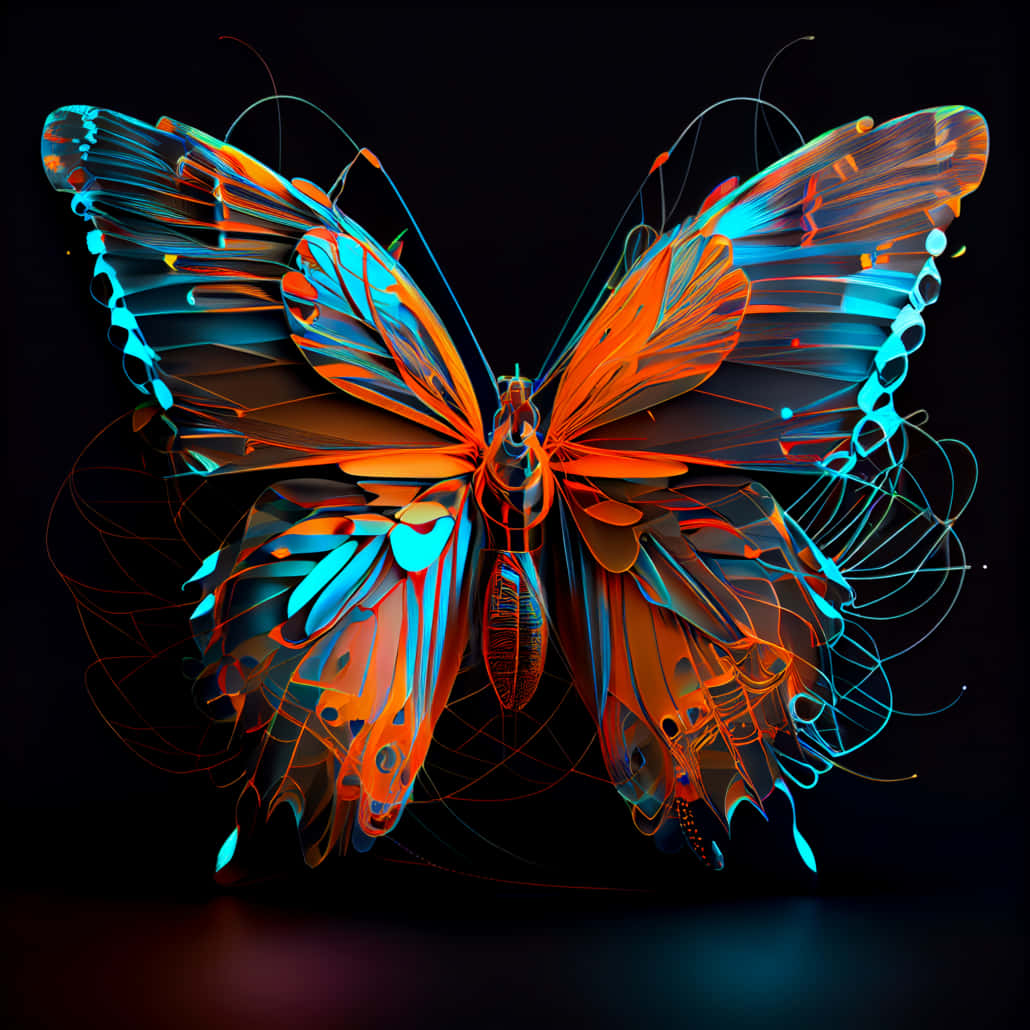 Vibrant Neon Butterfly Art Wallpaper