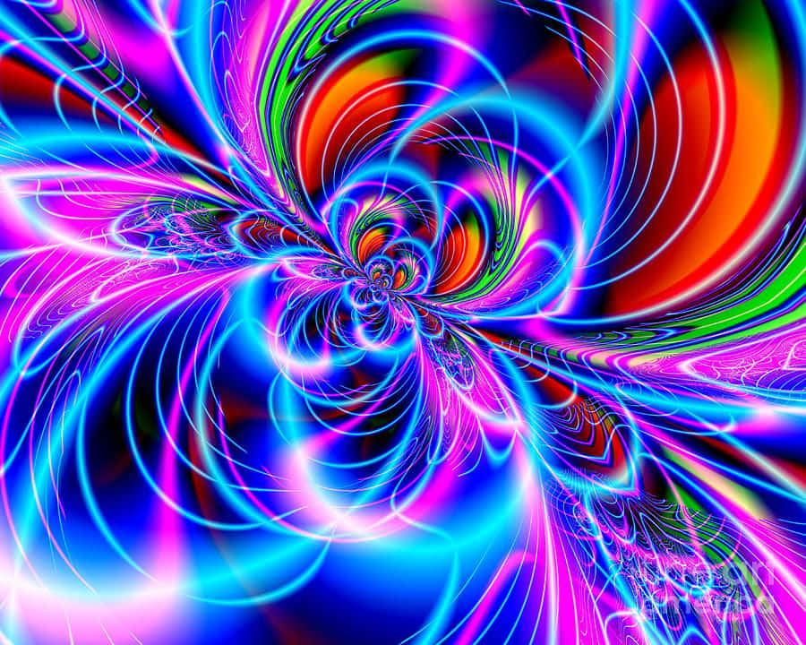 Vibrant Neon Fractal Art Wallpaper