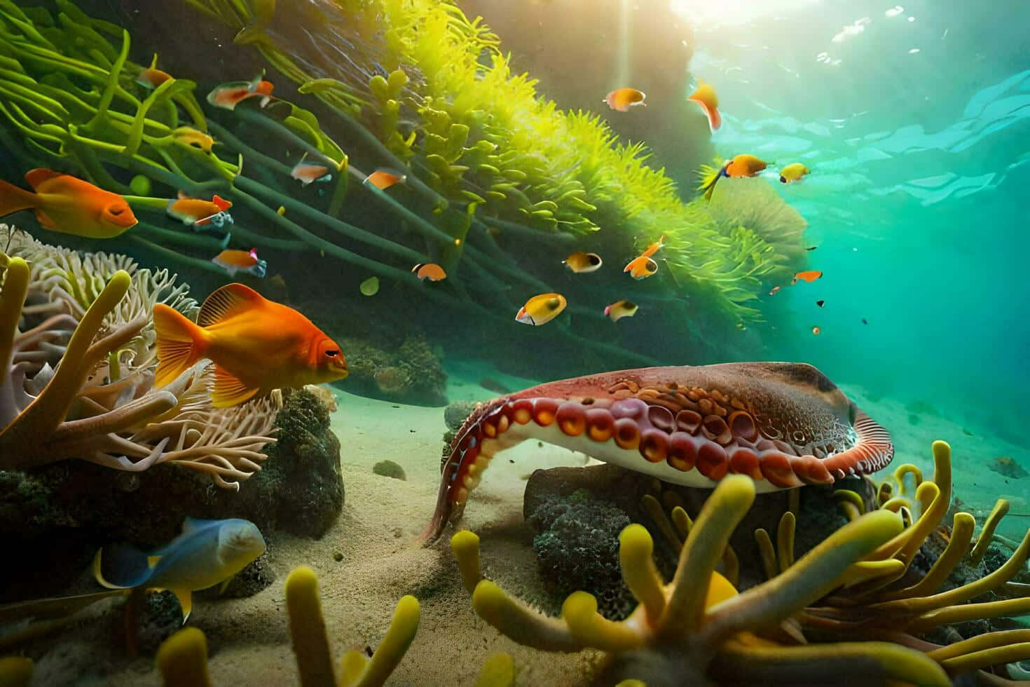 Vibrant_ Ocean_ Life_ Underwater_ Scene Wallpaper