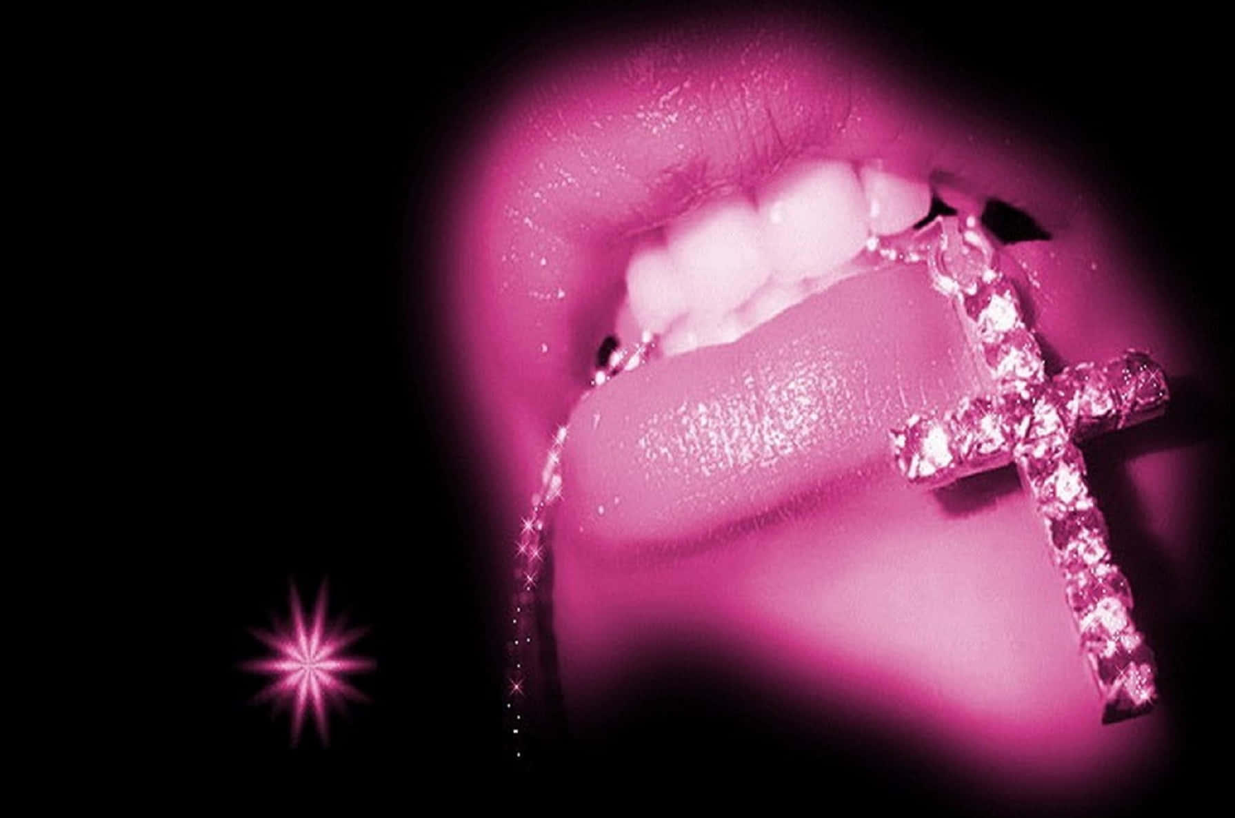 Vibrant Pink Lips Up Close Wallpaper