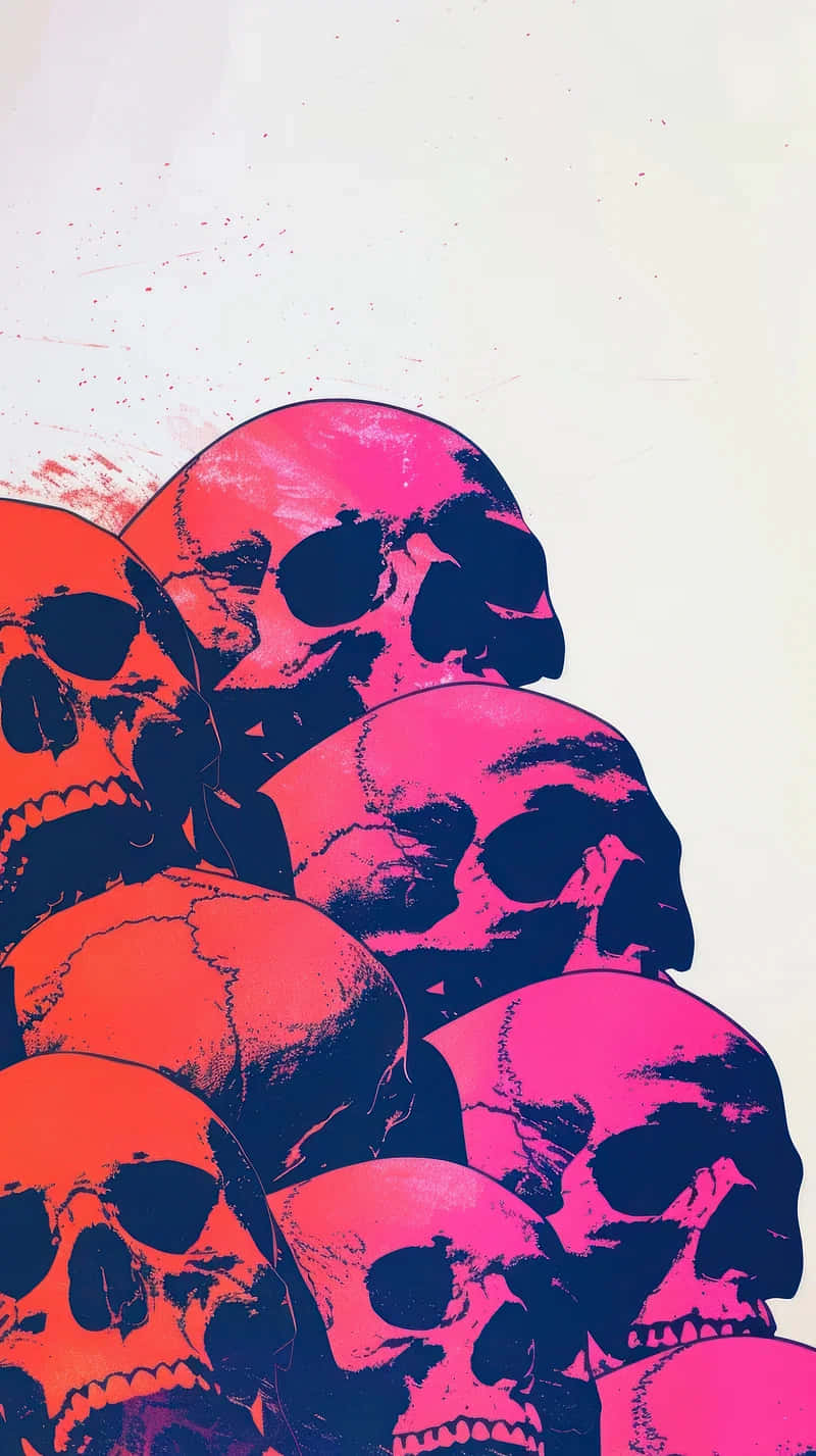 Vibrant_ Pink_ Skulls_ Artwork Wallpaper