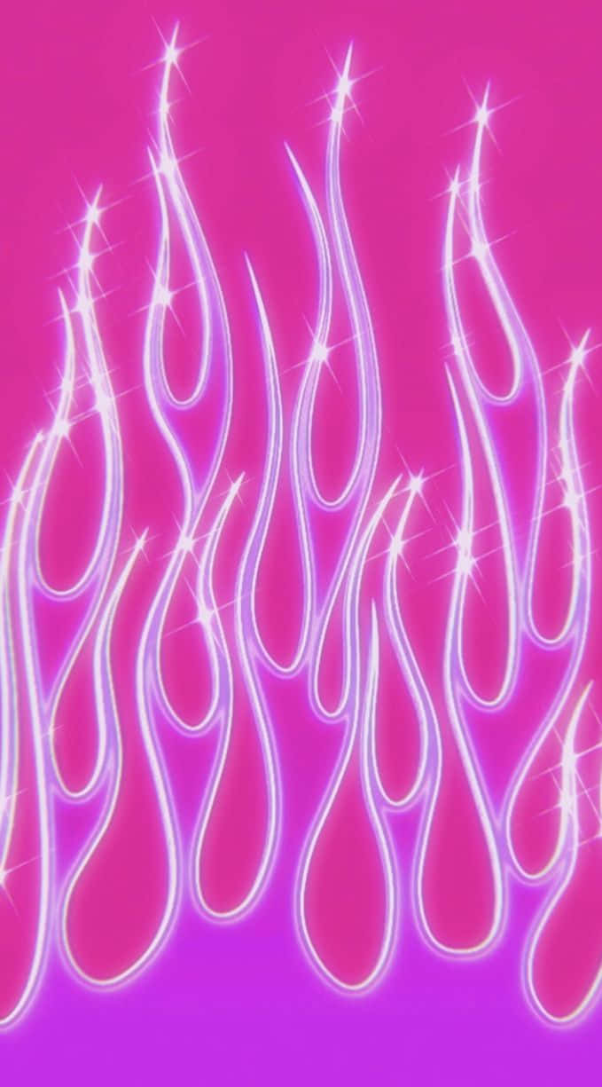 Vibrant Pink Y2 K Flames Aesthetic Wallpaper