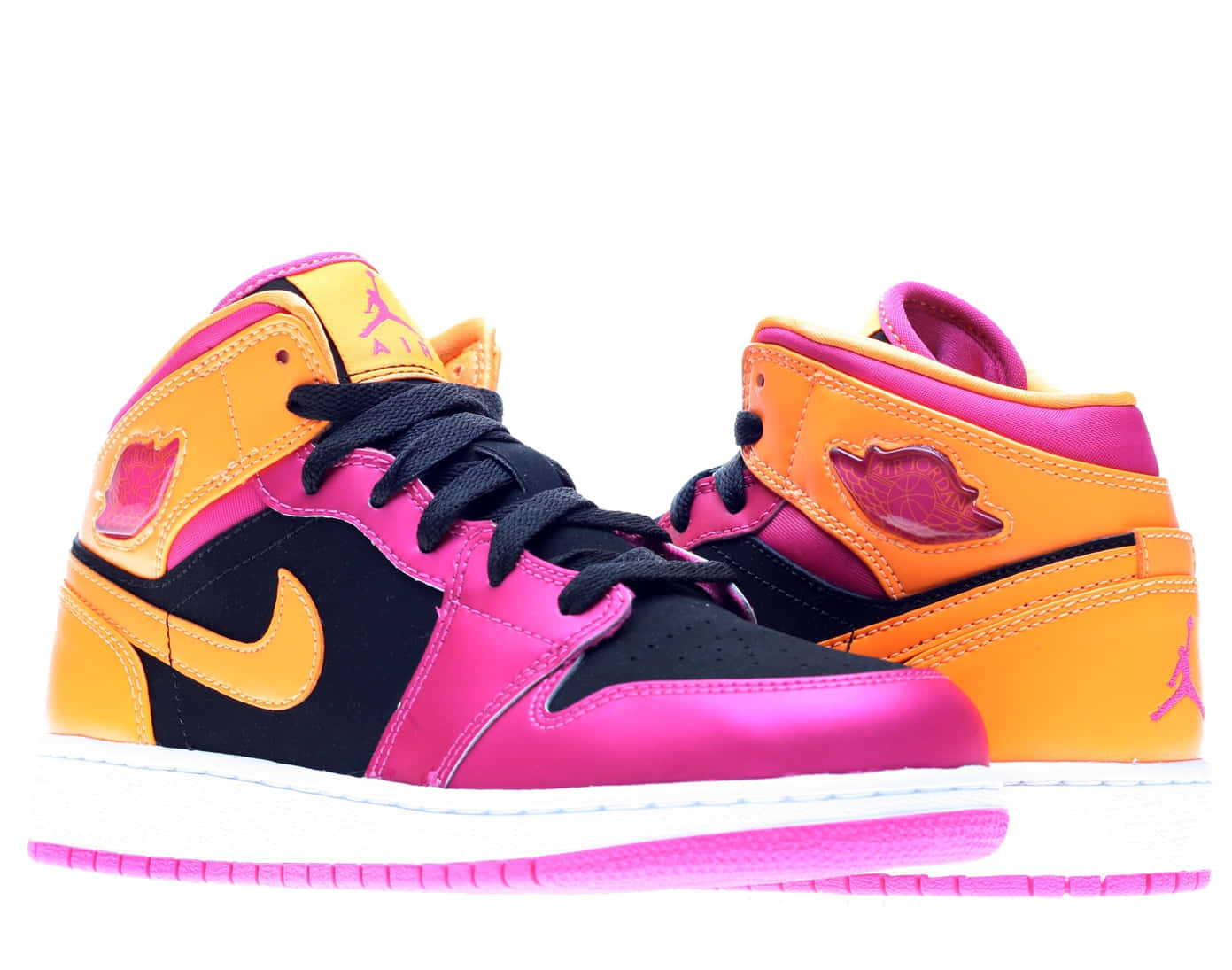 Vibrant Pinkand Orange Basketball Shoes Wallpaper