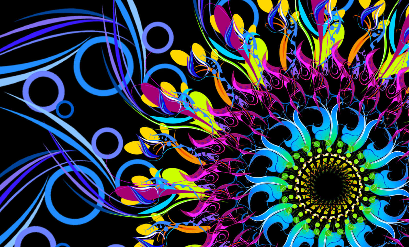 Vibrant Psychedelic Flower Garden Wallpaper