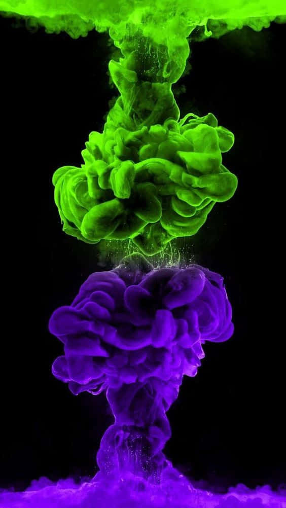 Vibrant Purple Green Smoke Plumes Wallpaper