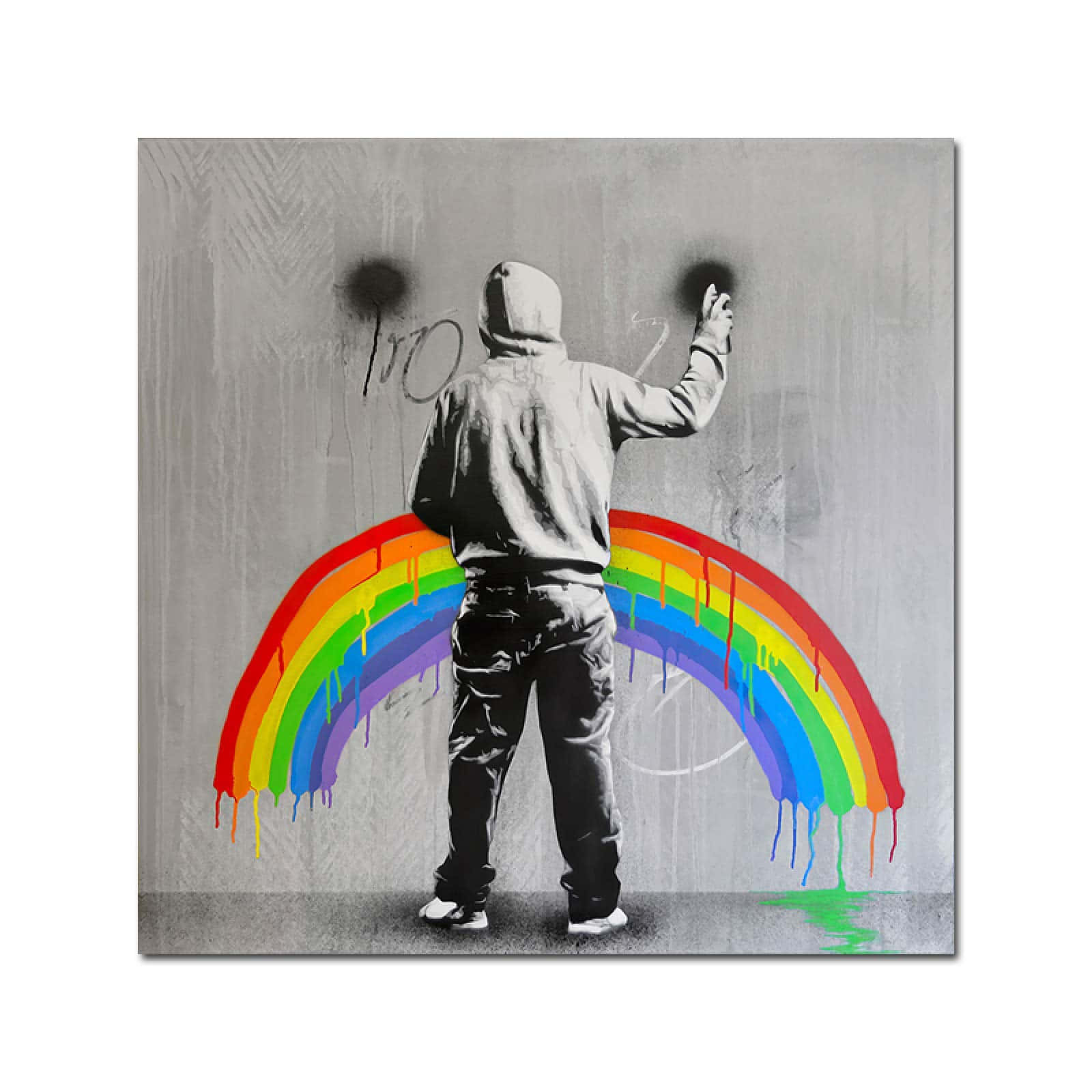 Vibrant Rainbow Graffiti Art On Brick Wall Wallpaper