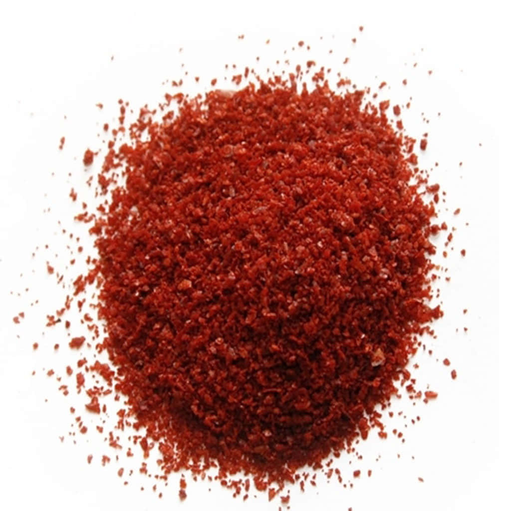 Vibrant Red Chili Powder Displayed On A Wooden Spoon Wallpaper