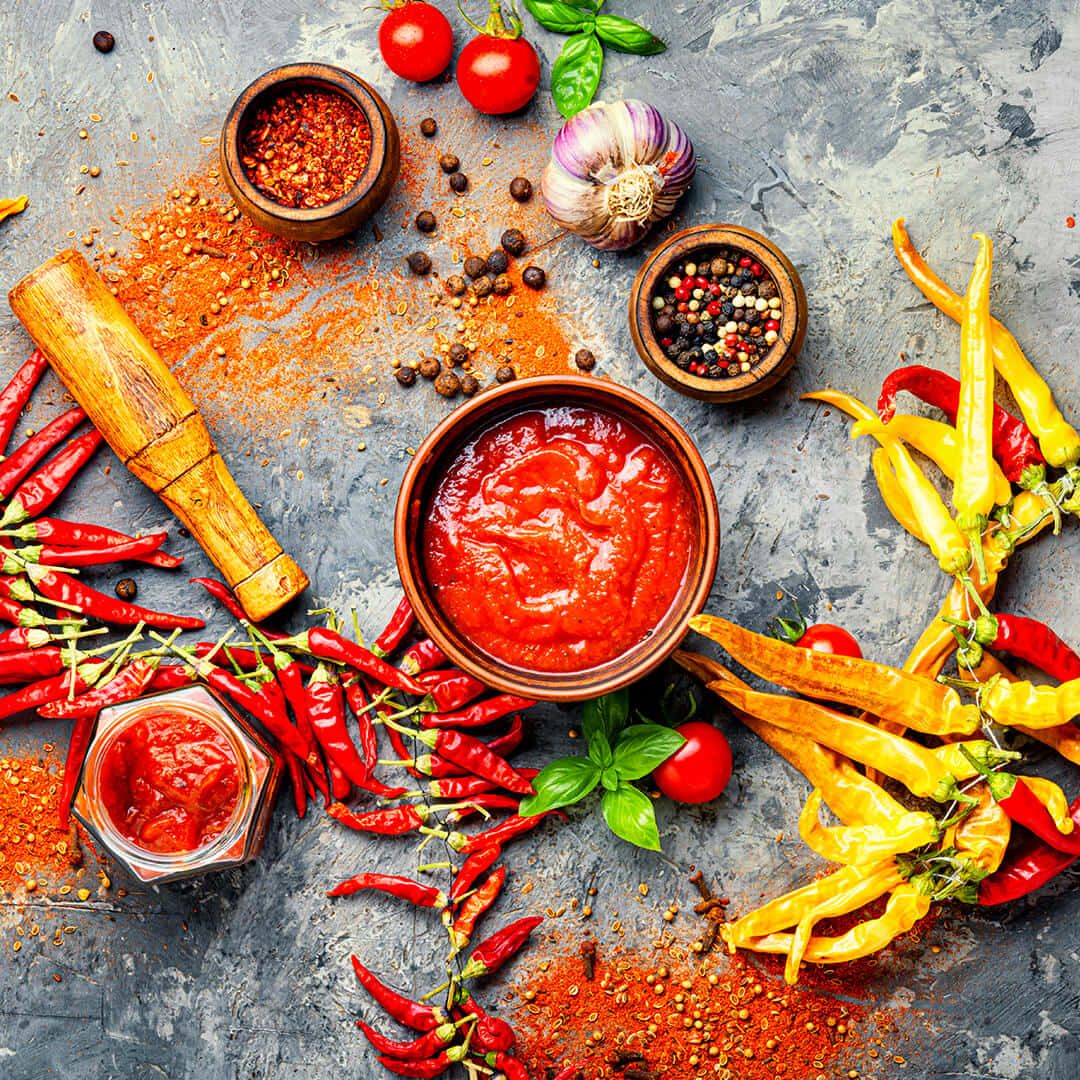 Vibrant Red Chili Powder In A Bowl Wallpaper