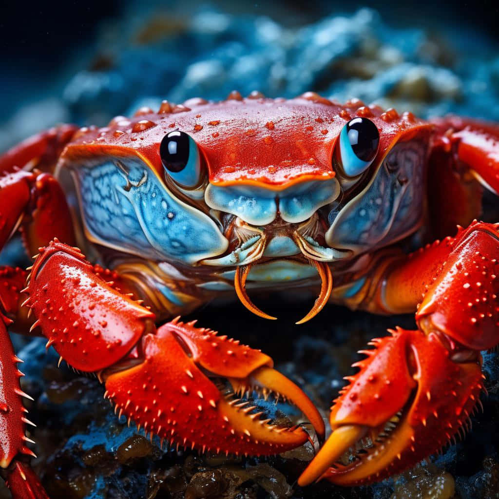 Vibrant Red Crab Closeup Wallpaper