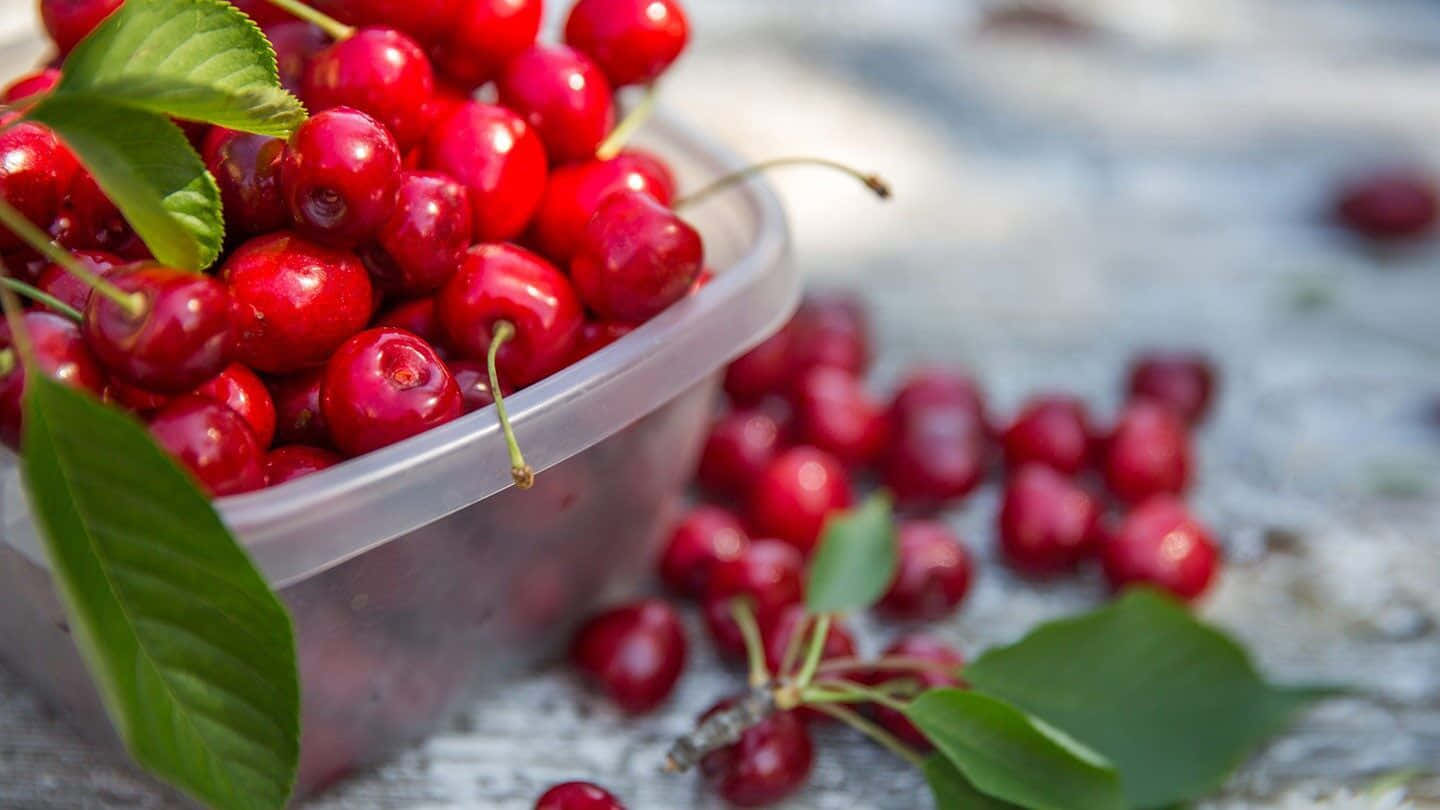 Vibrant Red Fruit Plate Wallpaper