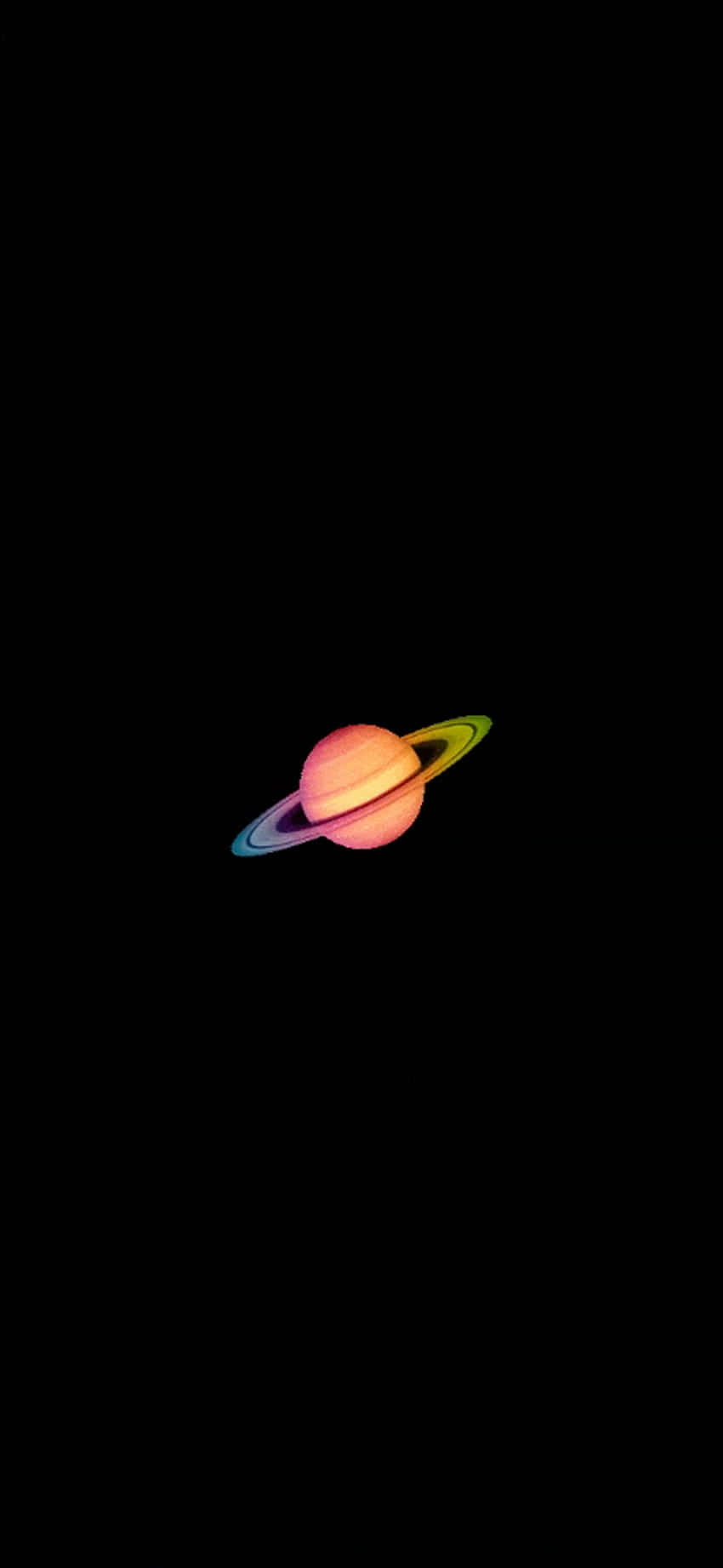 Vibrant Saturn Black Background Wallpaper