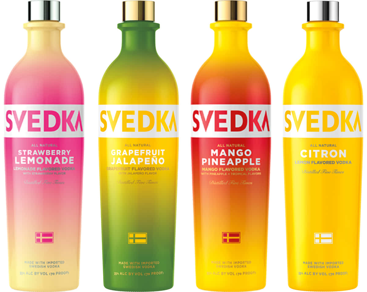 Vibrant Spectrum Of Svedka Flavored Vodka Bottles Wallpaper