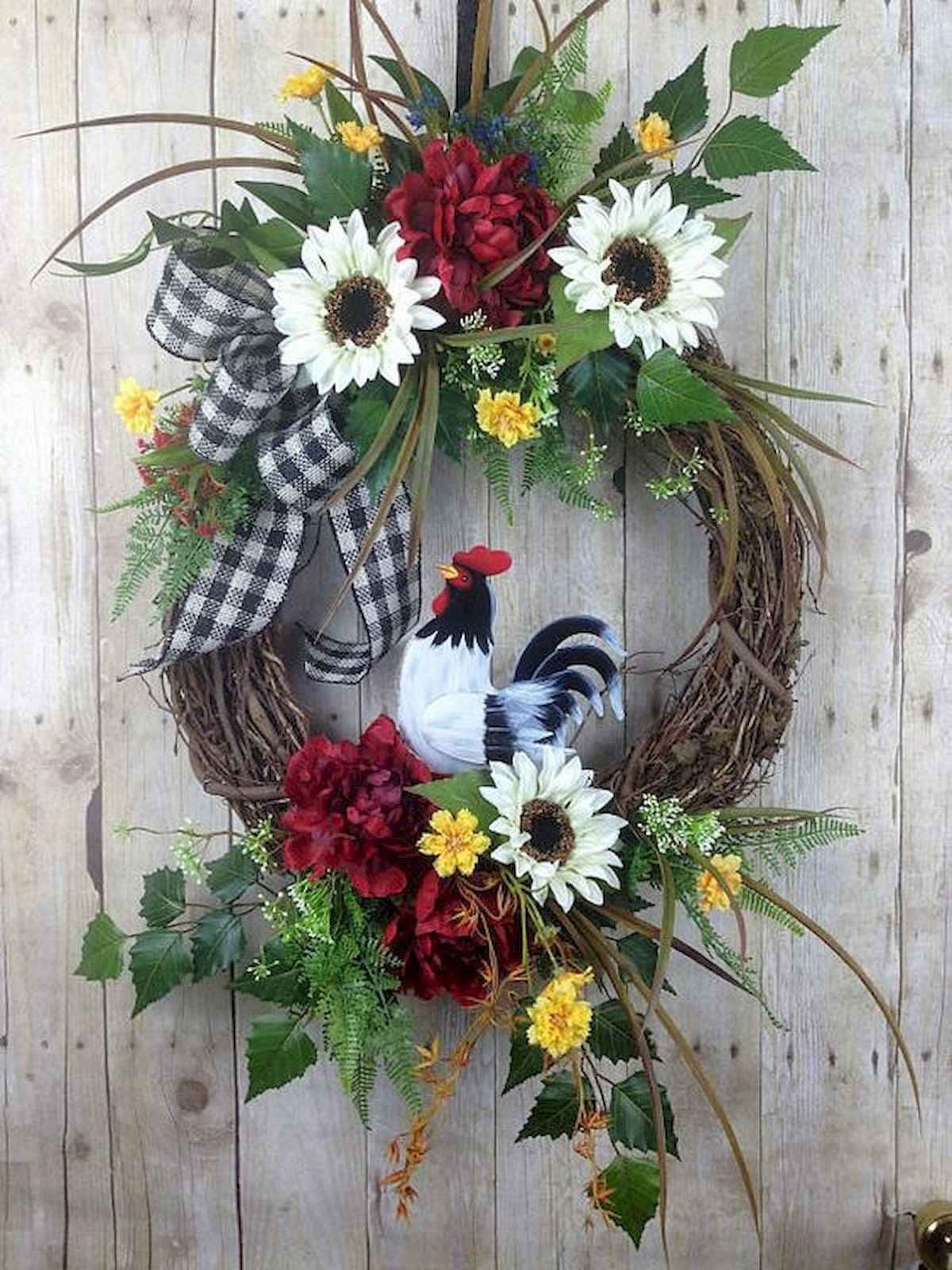 Vibrant Spring Wreath Adorning A Front Door Wallpaper