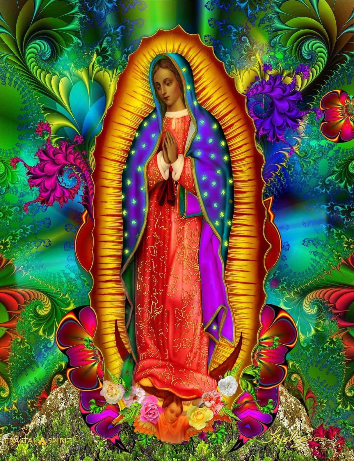 Vibrant Virginof Guadalupe Artwork Wallpaper