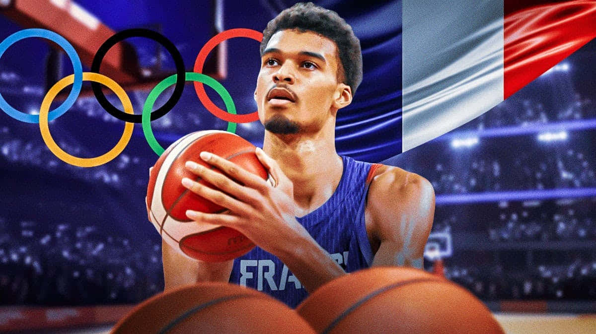 Victor Wembanyama French Basketball Olympic Dreams Wallpaper