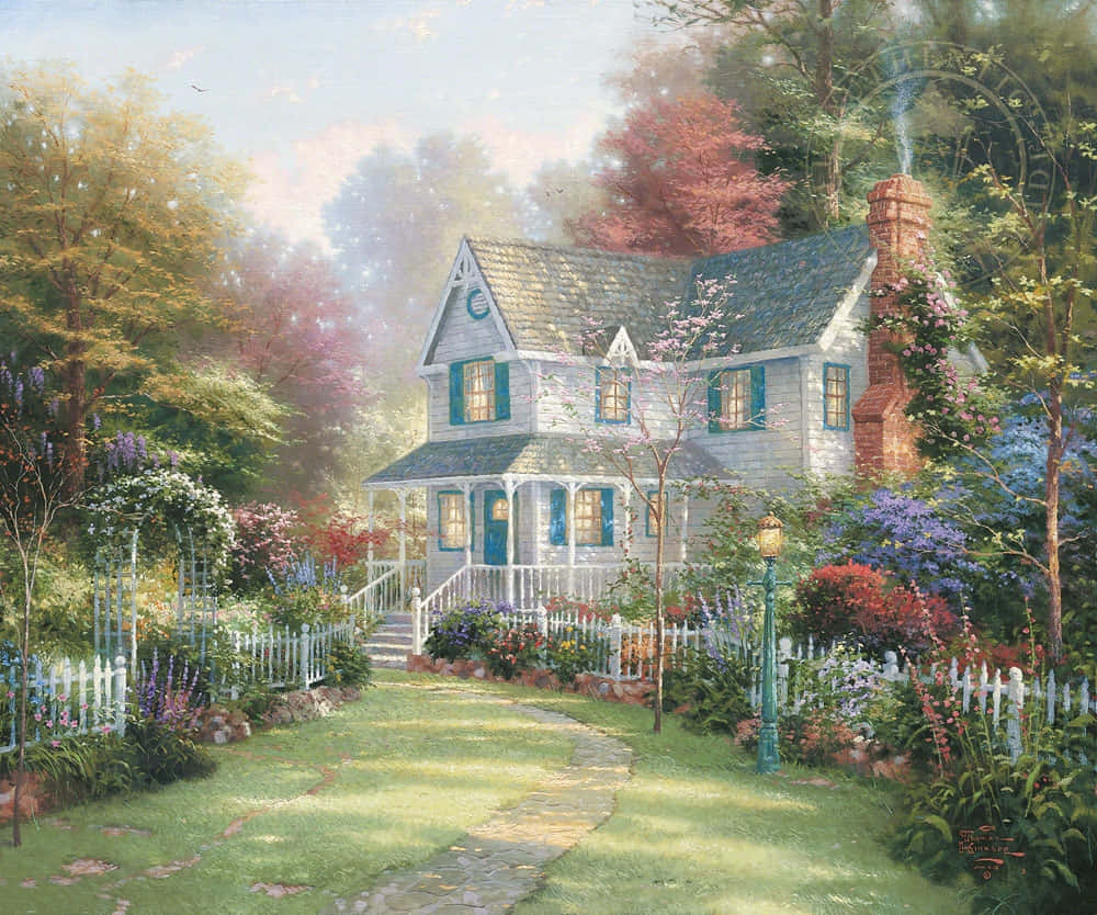 Victorian Garden Cottage Wallpaper