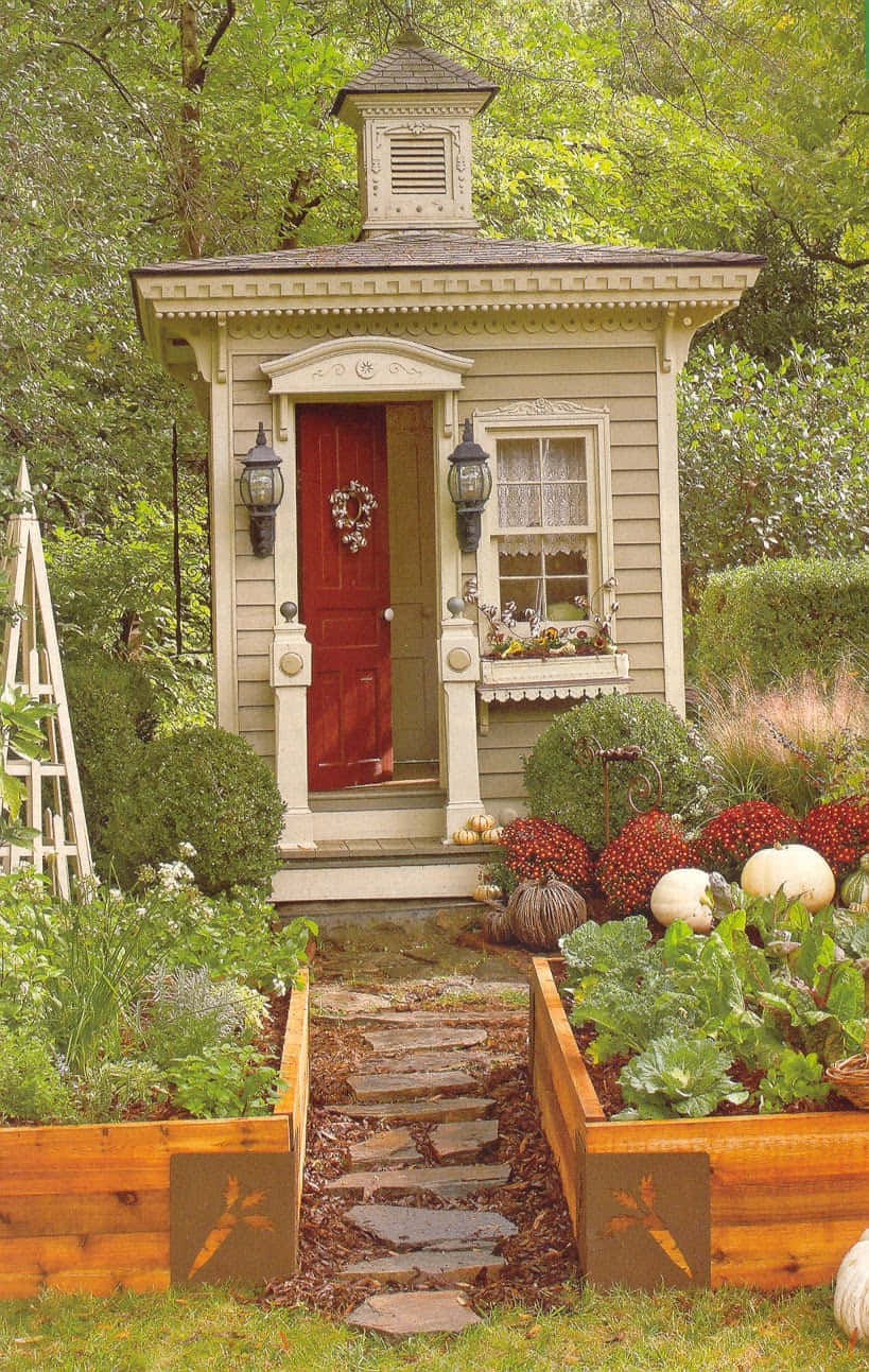 Victorian Garden Shedand Vegetable Planters Wallpaper