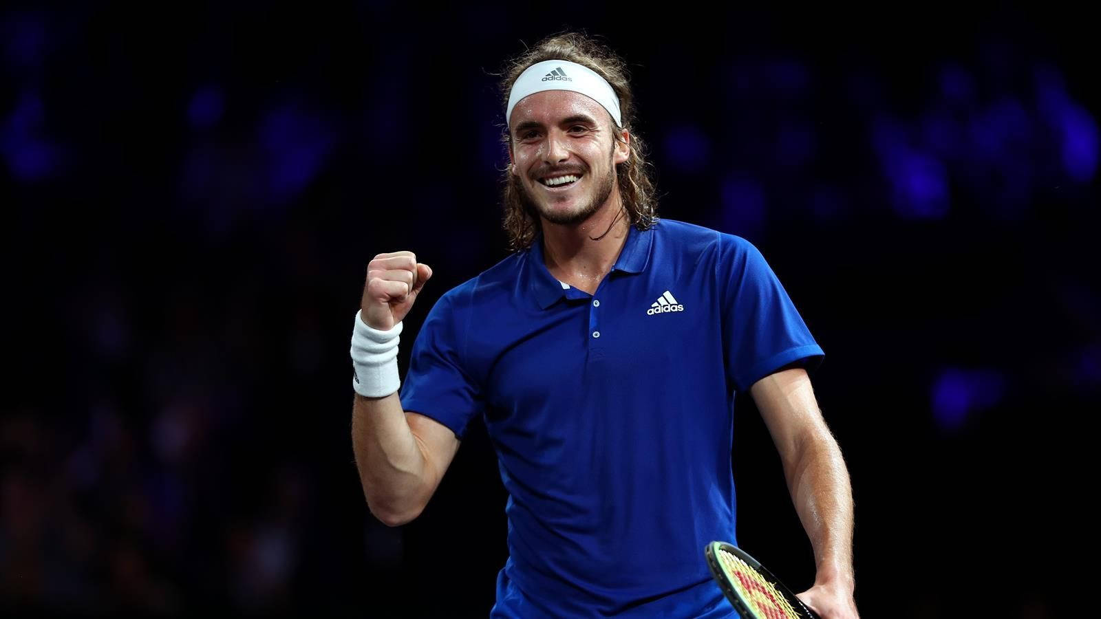 Victory Celebrations - A Jubilant Stefanos Tsitsipas Wallpaper