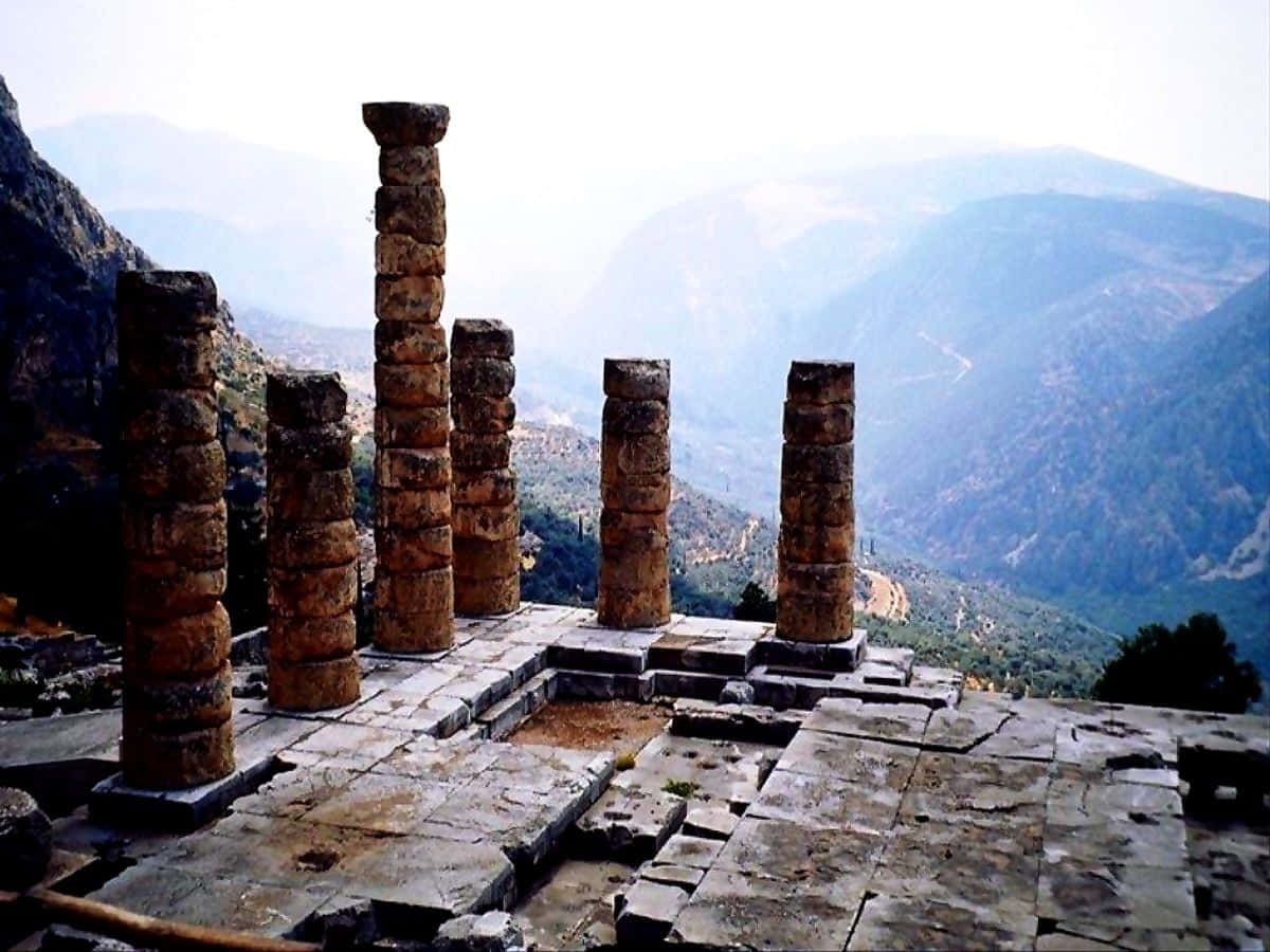 View Of The Mountains In Temple Of Apollo Wallpaper