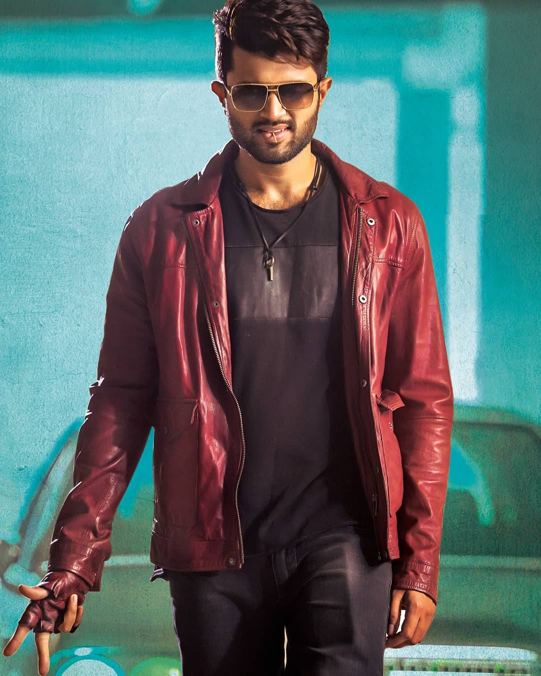 Vijay Deverakonda Red Leather Jacket 4k Wallpaper