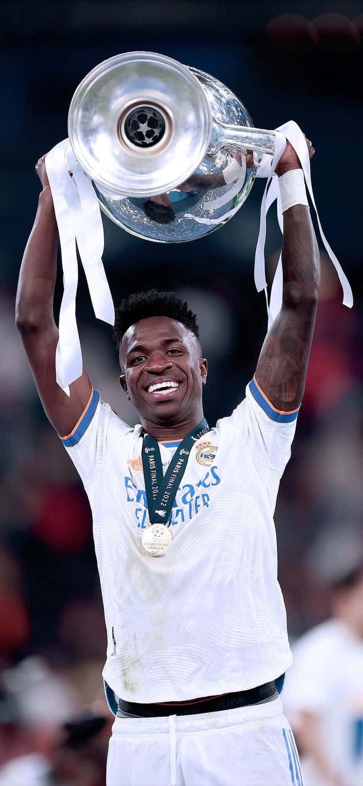 Vinicius Jr Champions League Trophy Celebration Wallpaper