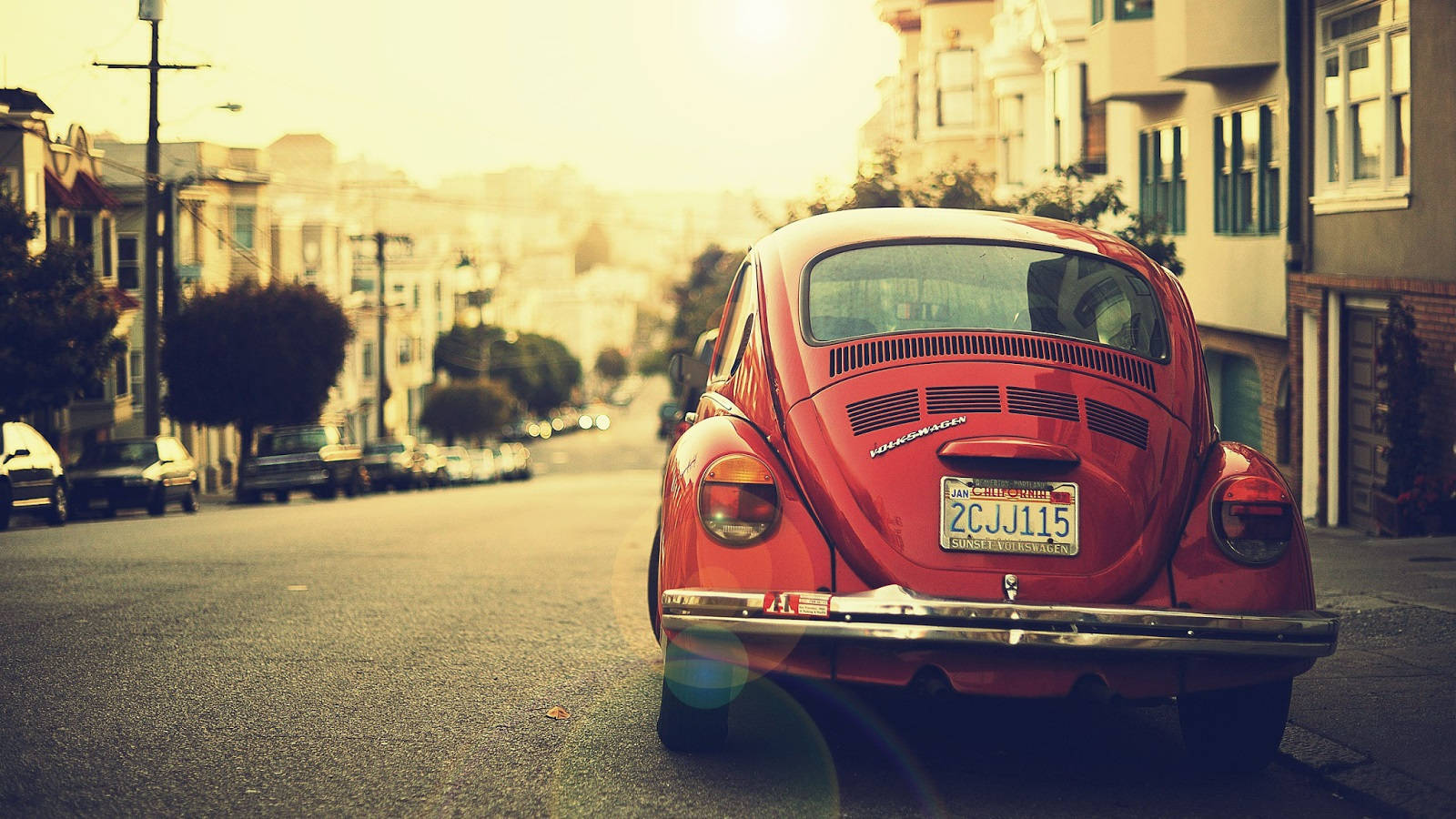 Vintage Aesthetic Red Volkswagen For Computer Wallpaper