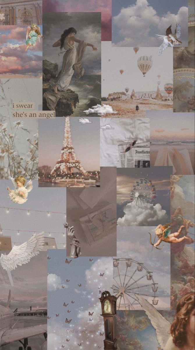 Vintage Angel Collage Aesthetic.jpg Wallpaper