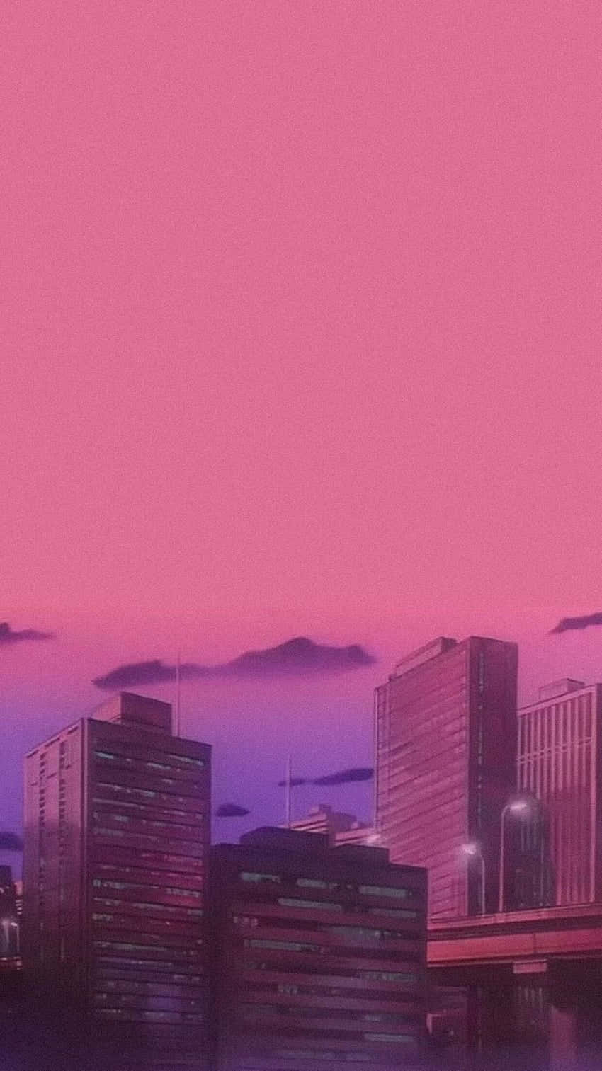 Vintage Anime Pink Sky Wallpaper