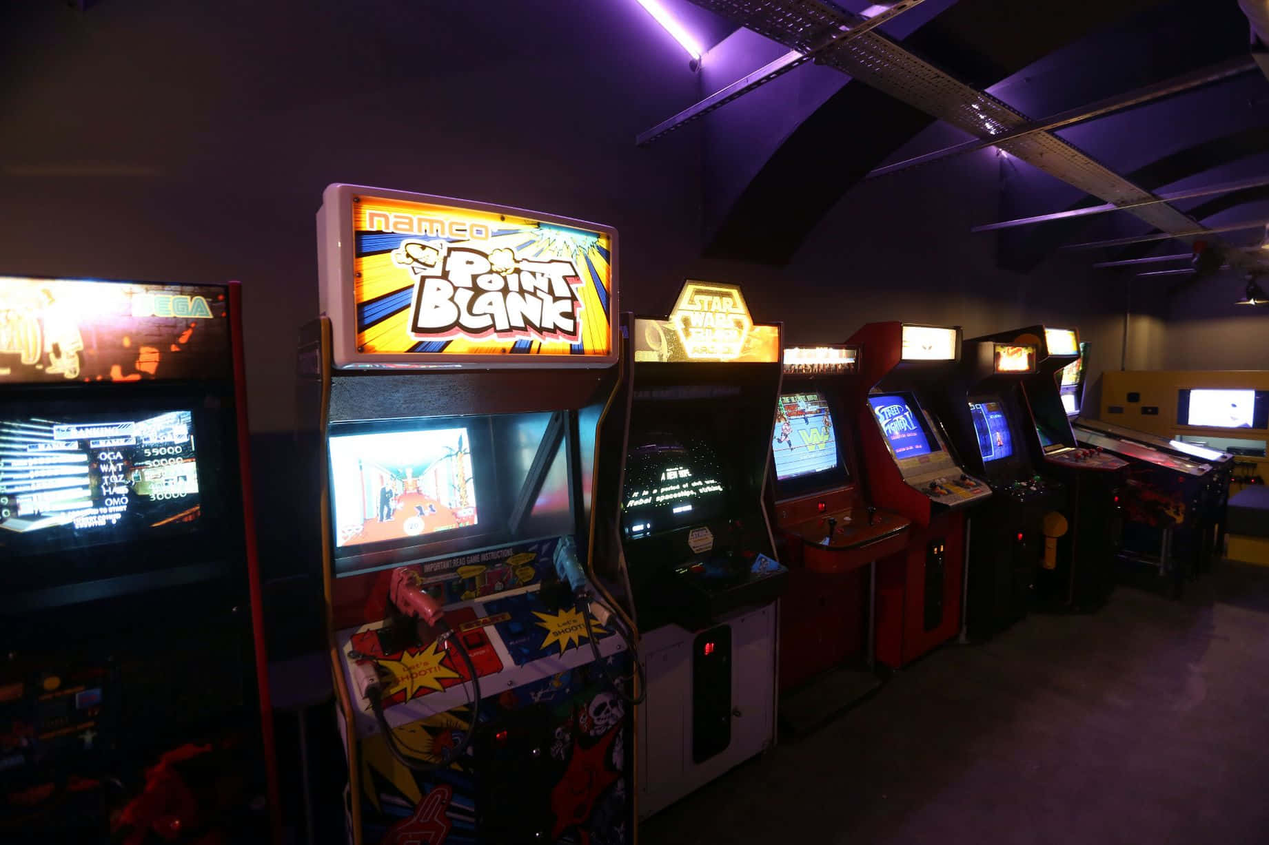 Vintage Arcade Gaming Setup Wallpaper