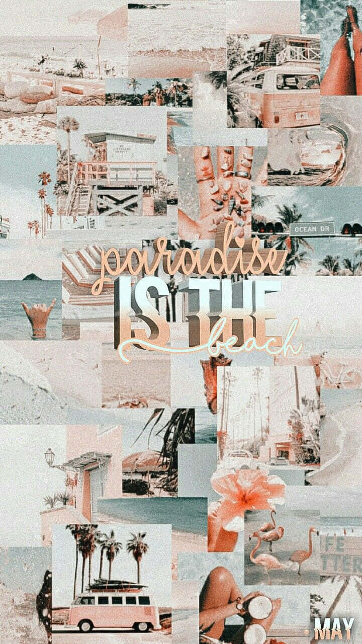 Vintage Beach Collage Aesthetic.jpg Wallpaper