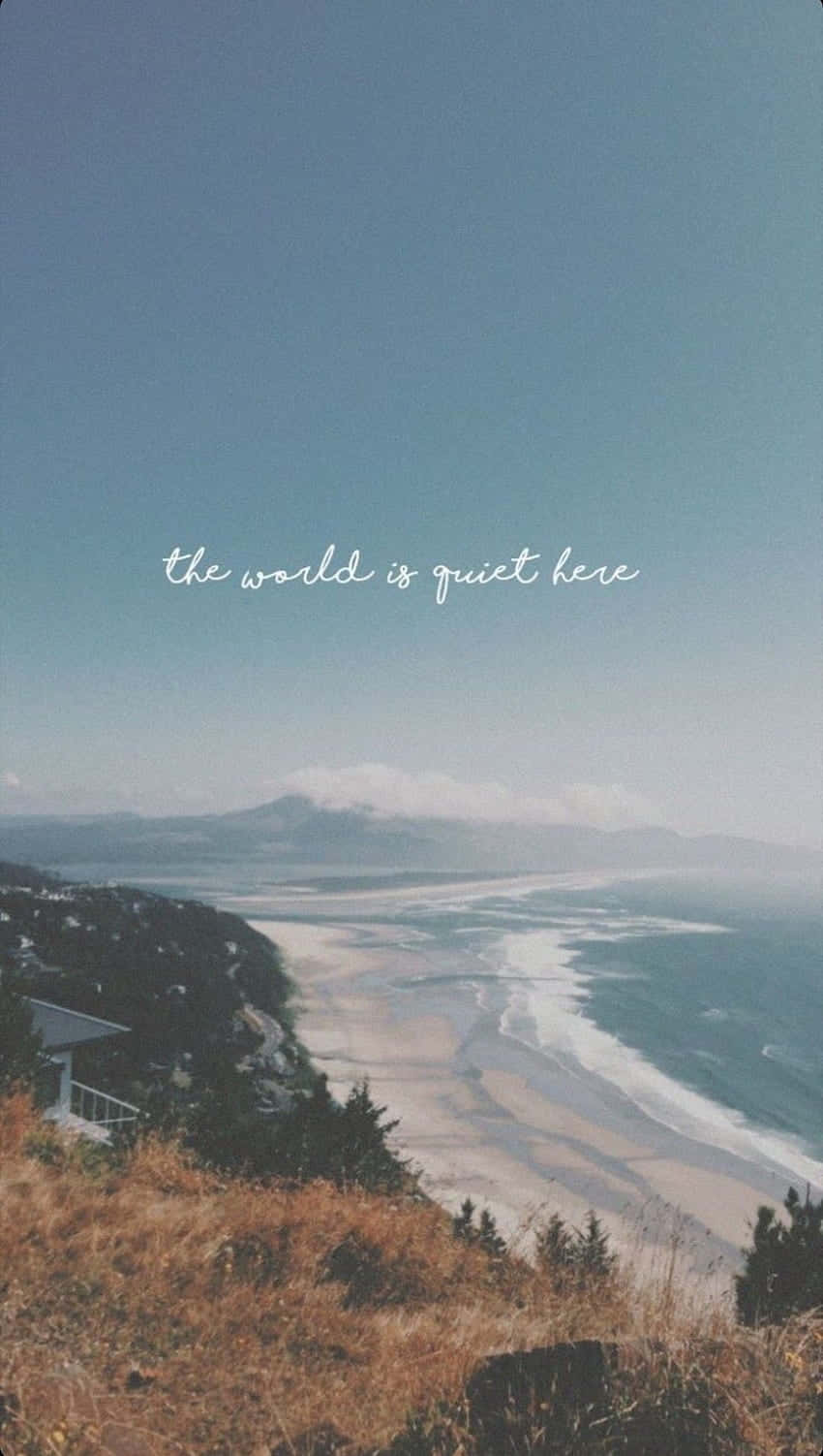 Vintage Beach Viewwith Quote Wallpaper