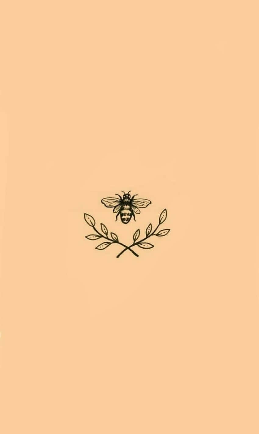 Vintage Beeand Laurel Branch Illustration Wallpaper