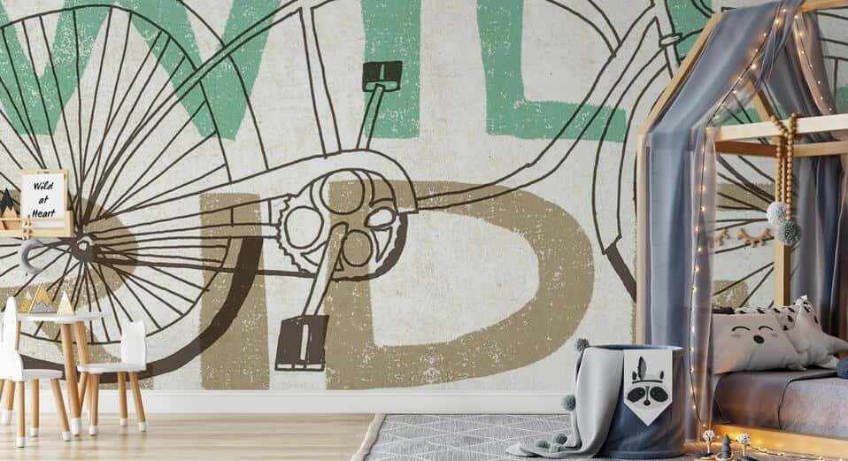 Vintage Bicycle Wall Artin Modern Interior Wallpaper