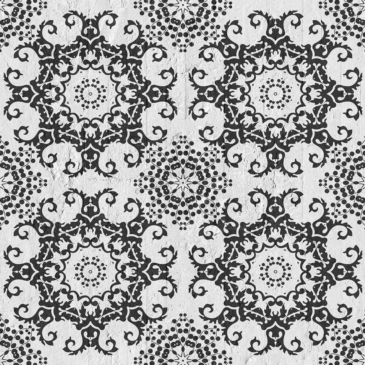 Vintage Black Damask Pattern Wallpaper