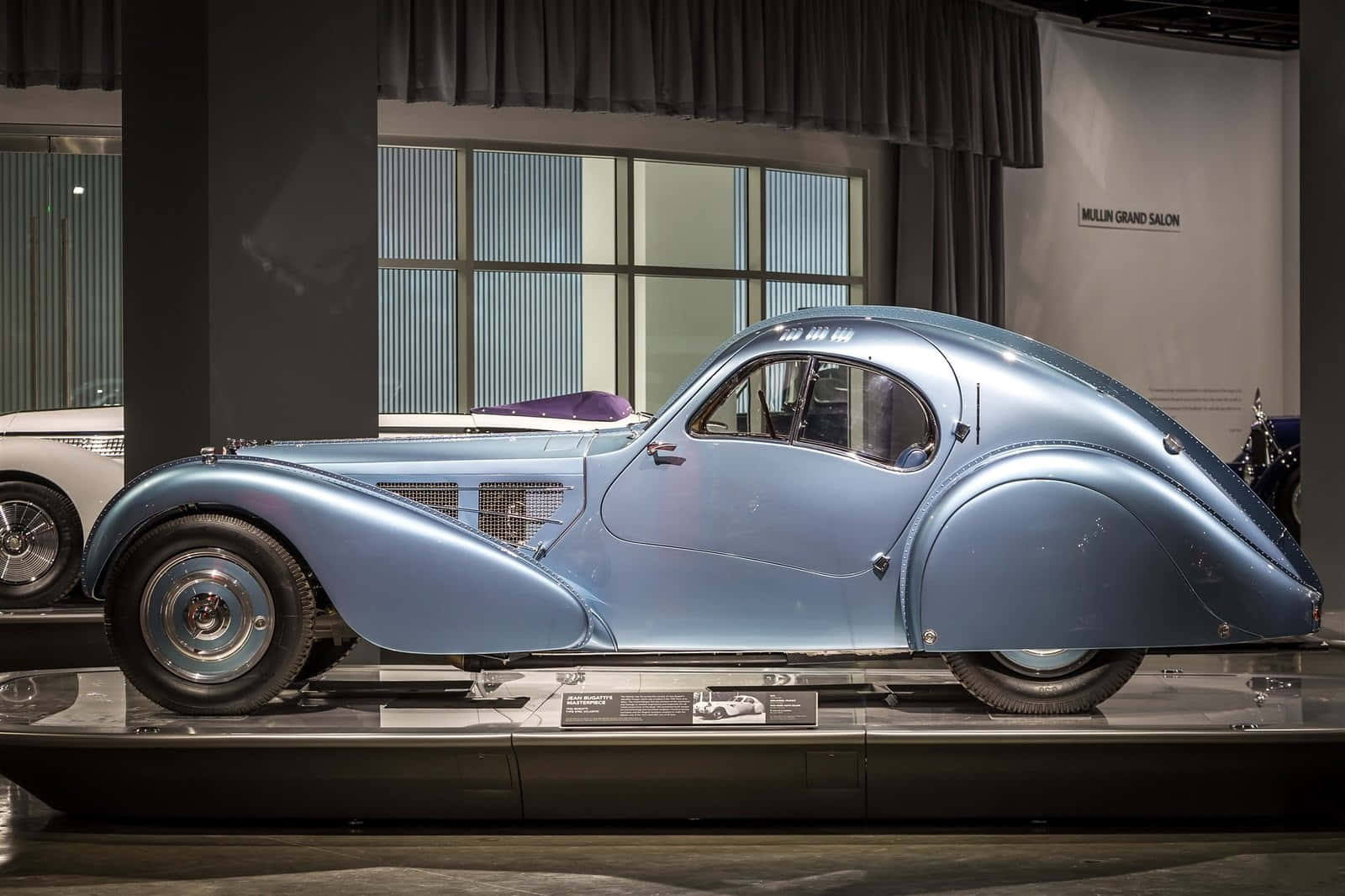 Vintage Blue Car Petersen Automotive Museum Wallpaper