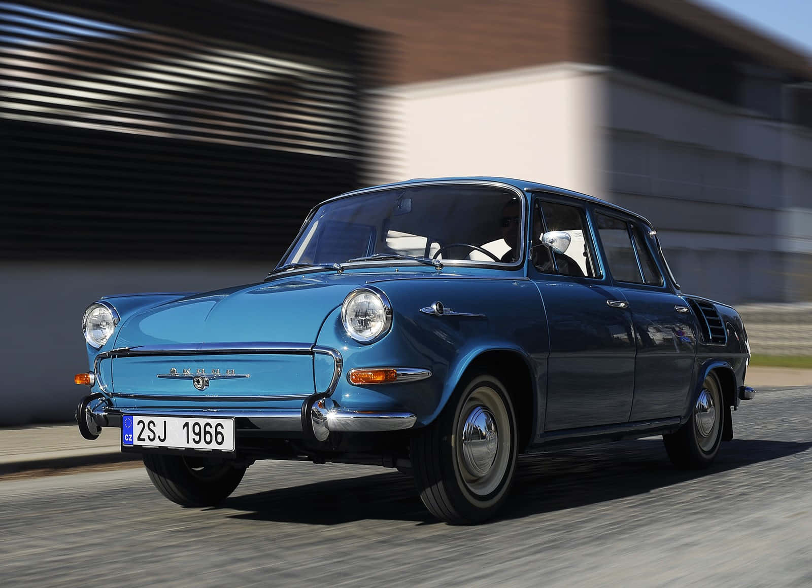 Vintage Blue Skoda1000 Mb1966 Wallpaper