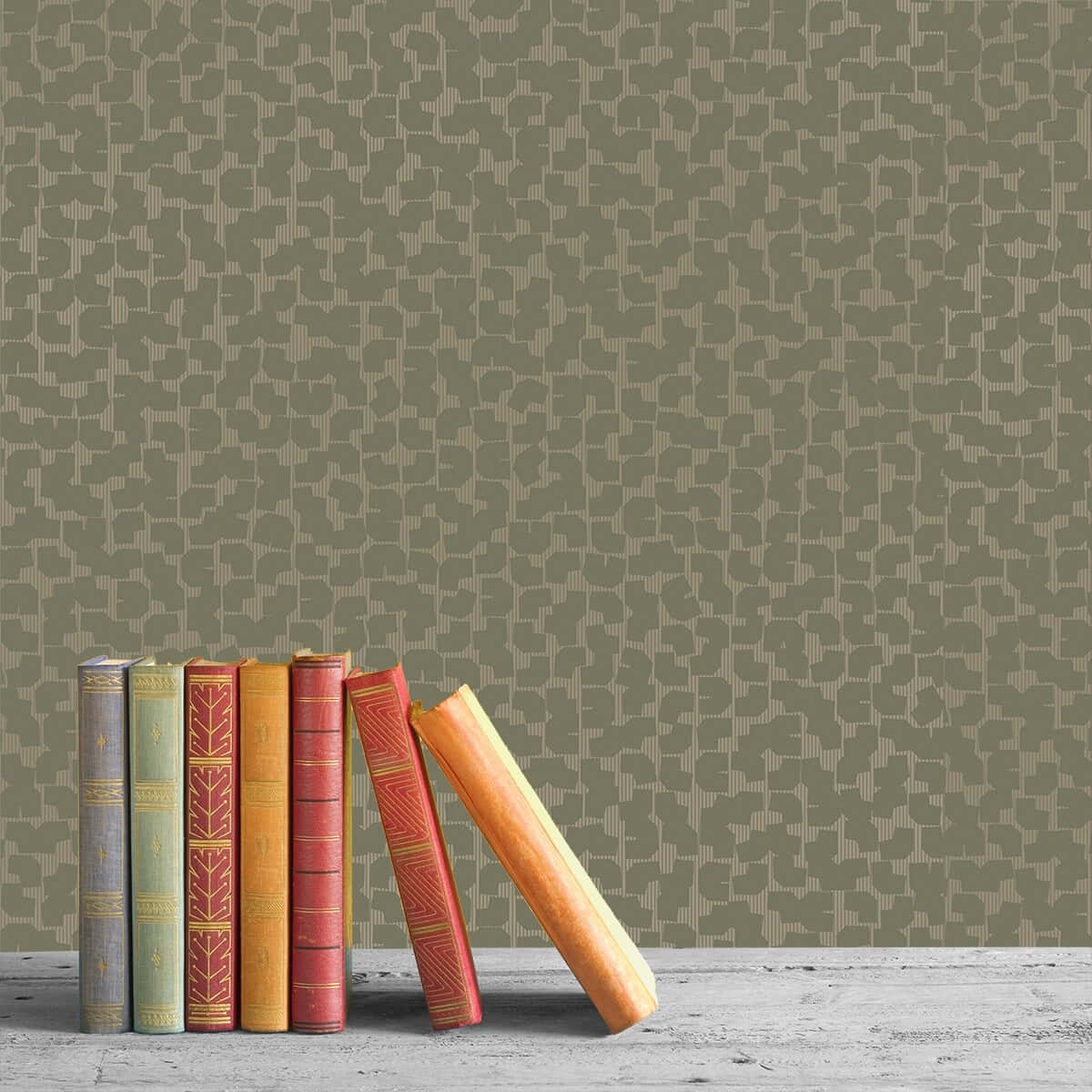 Vintage Bookson Shelf Wallpaper