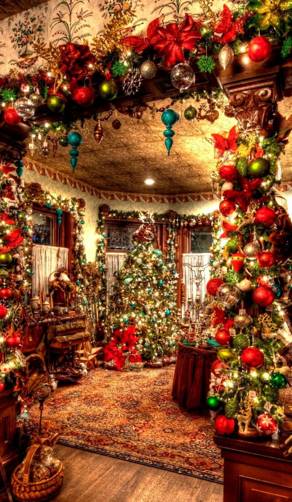 Vintage Christmas Decor Interior.jpg Wallpaper