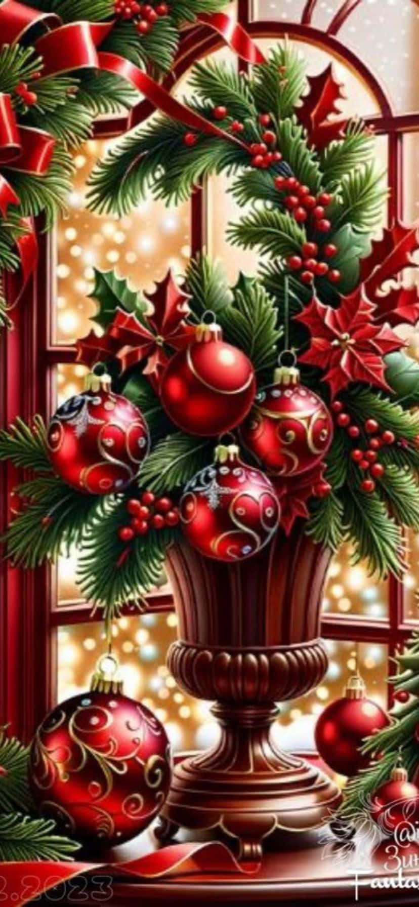 Vintage Christmas Decoration Elegance Wallpaper