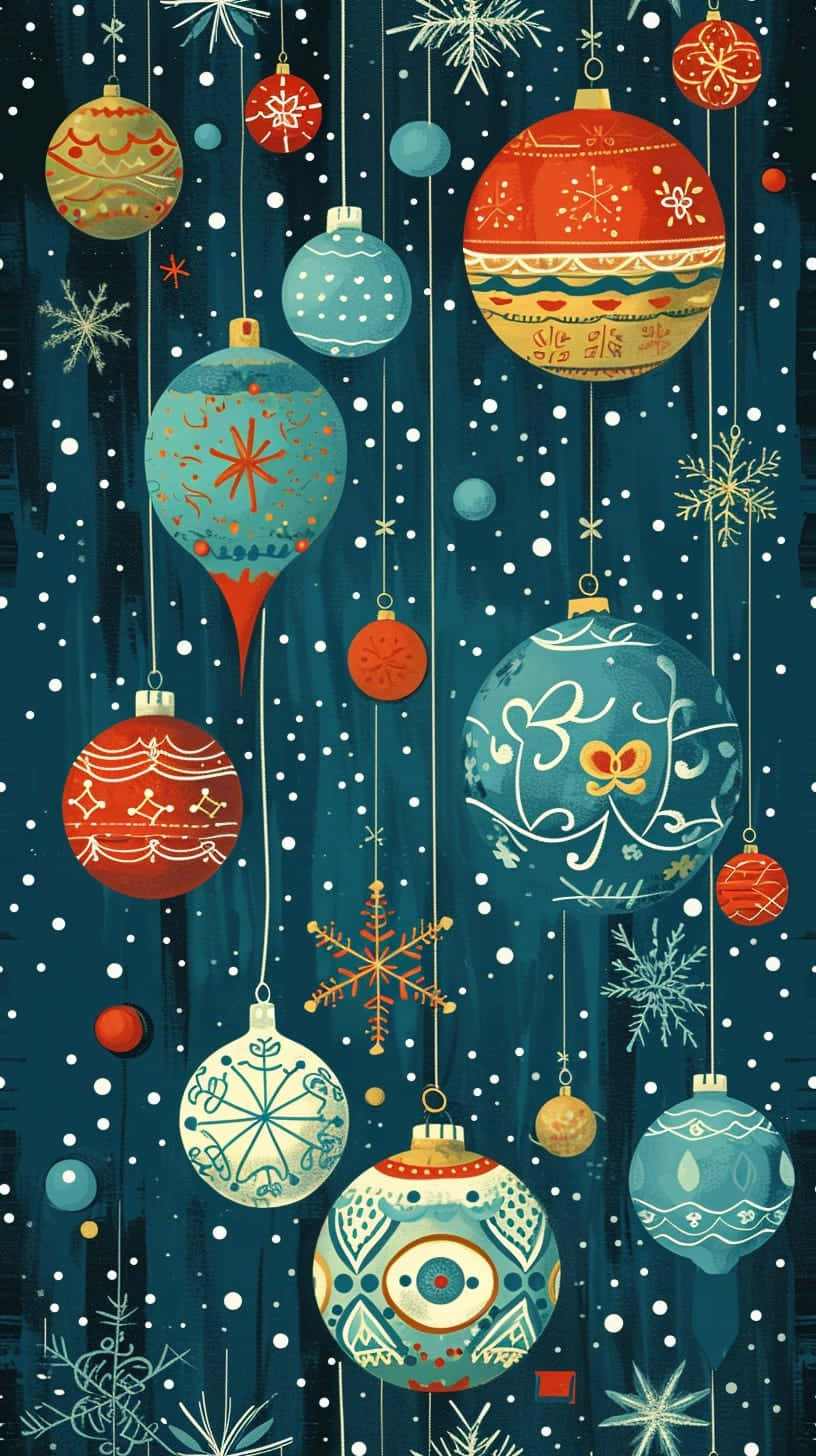 Vintage Christmas Ornaments Illustration Wallpaper