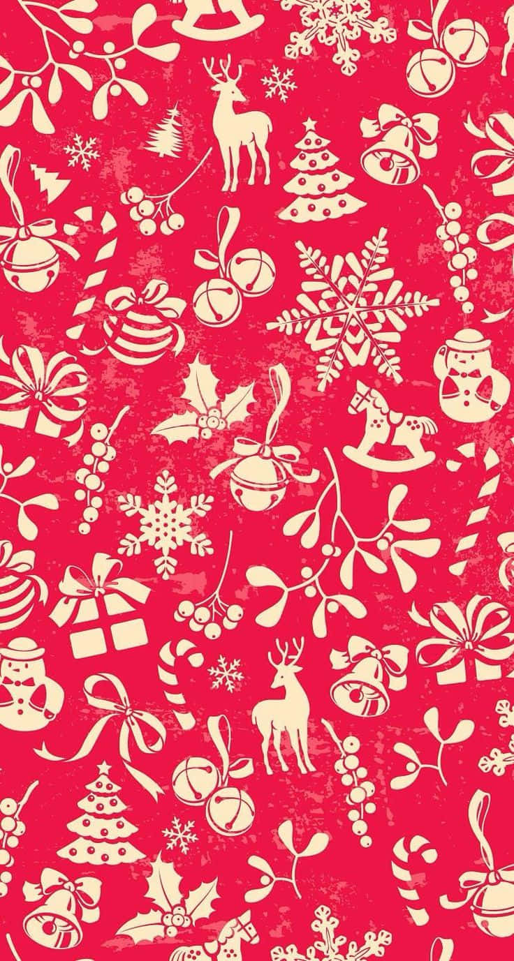 Vintage Christmas Patterni Phone Wallpaper Wallpaper