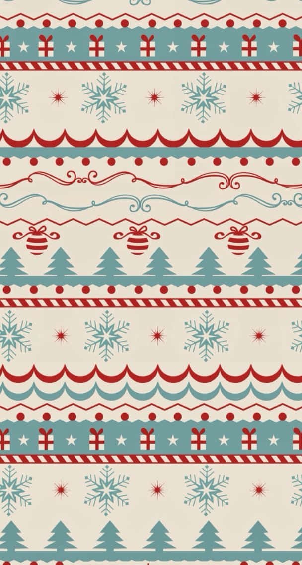 Vintage Christmas Patterni Phone Wallpaper Wallpaper