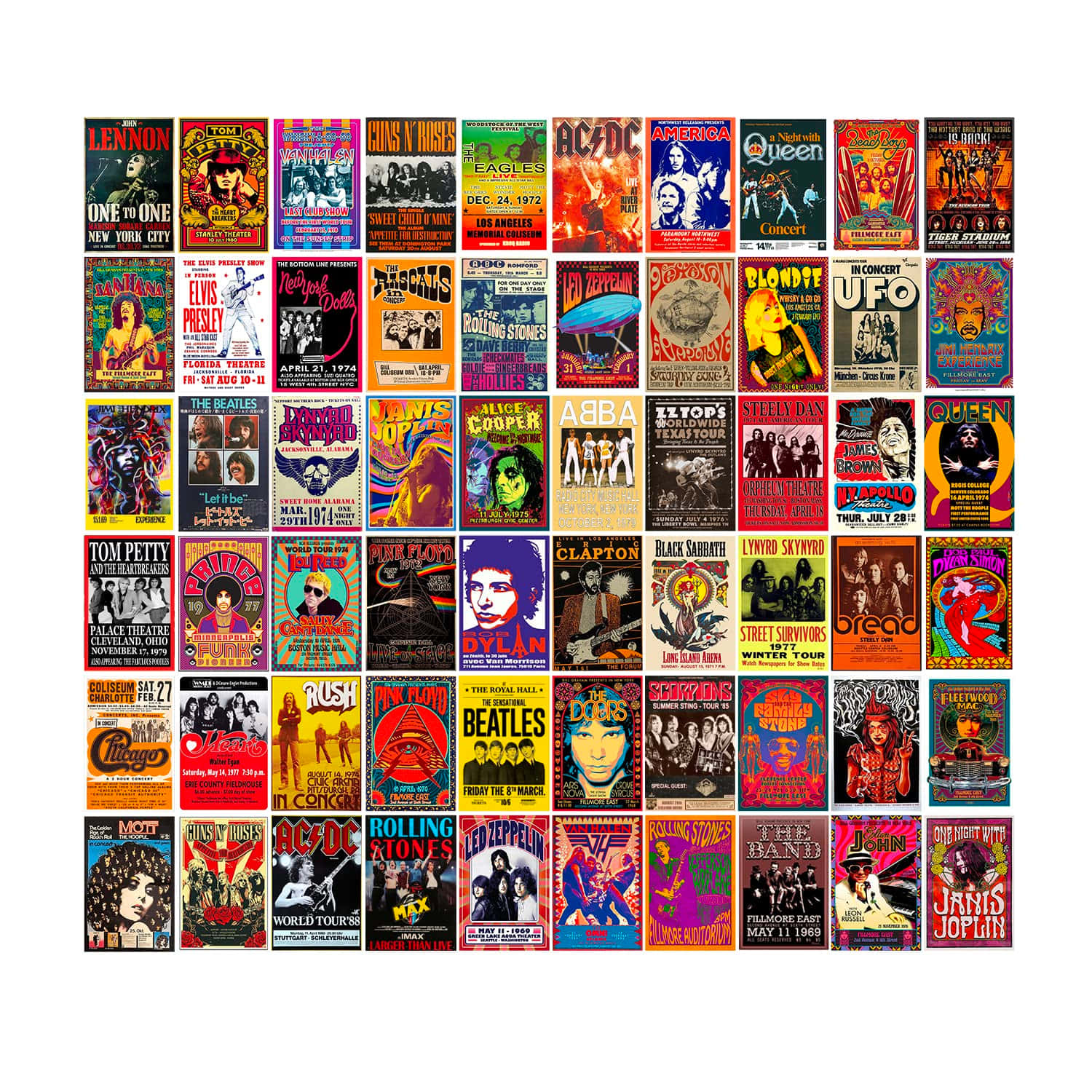 Vintage Concert Posters Collage Wallpaper