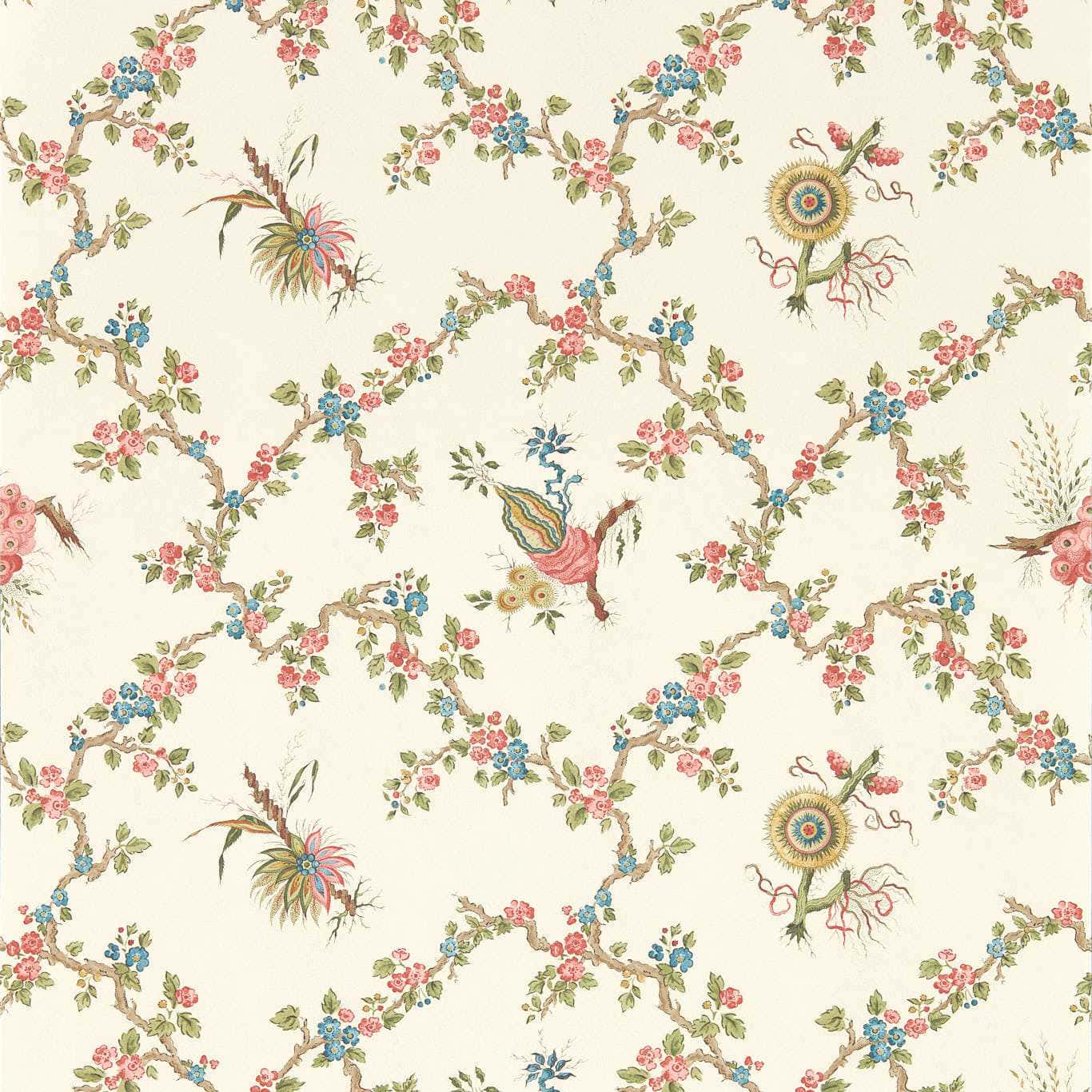 Vintage Floral Fabric Pattern Wallpaper