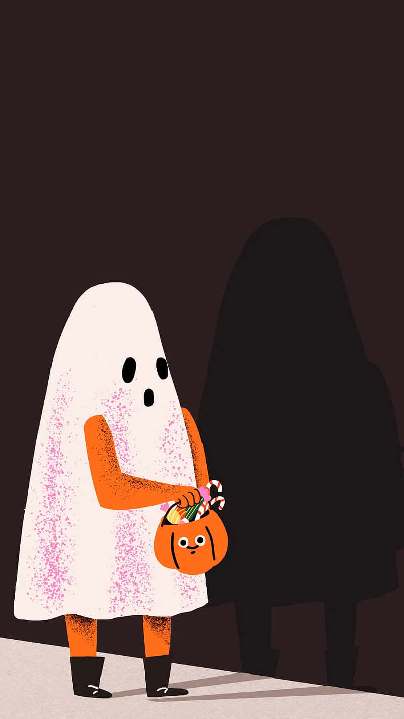 Vintage Ghost With Halloween Bucket Wallpaper