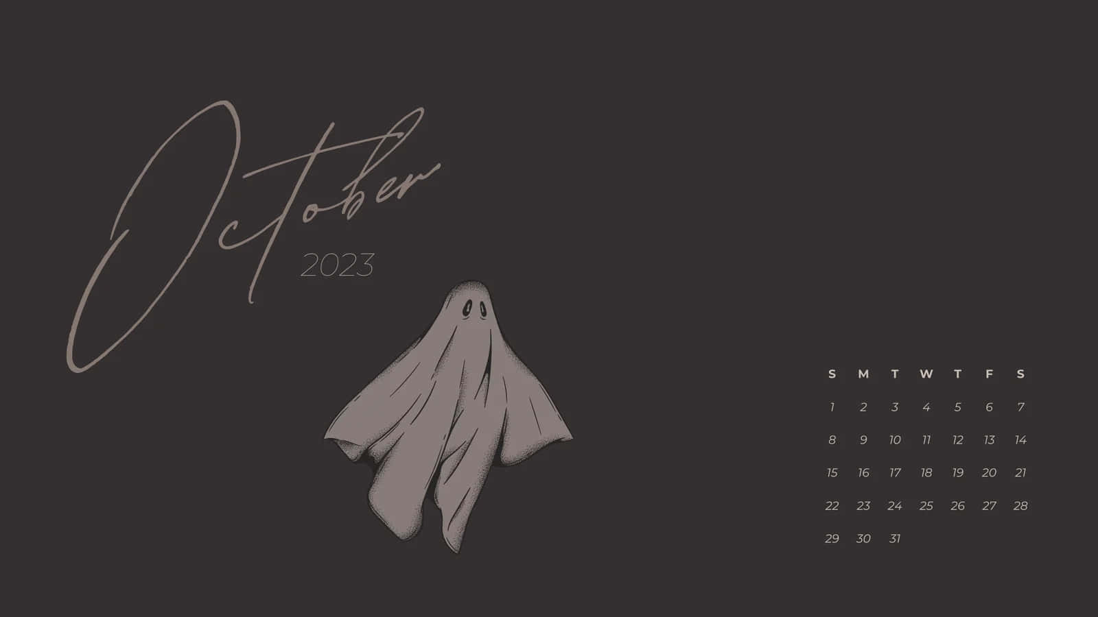 Vintage Ghostly October2023 Calendar Wallpaper