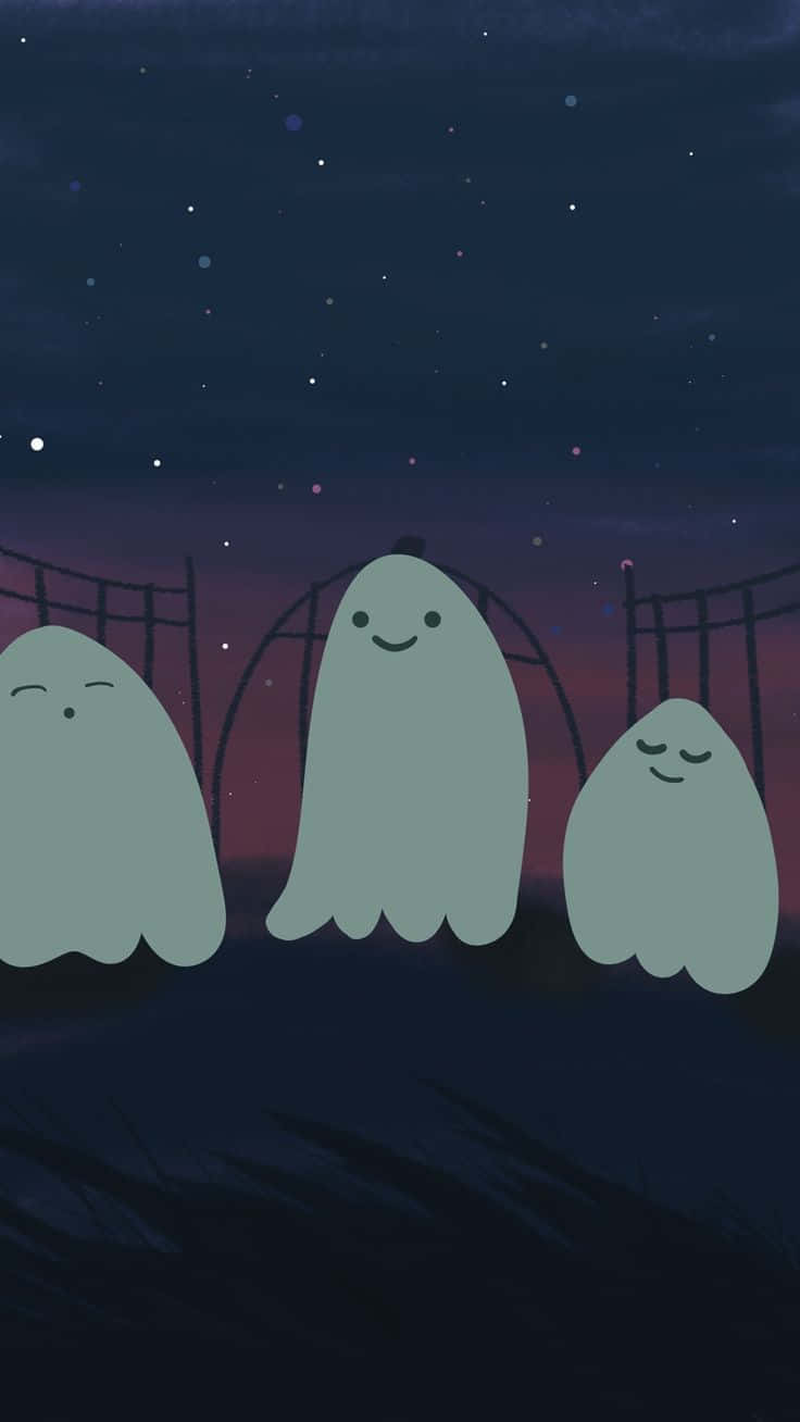 Vintage Ghostly Trio Nighttime Aesthetic.jpg Wallpaper