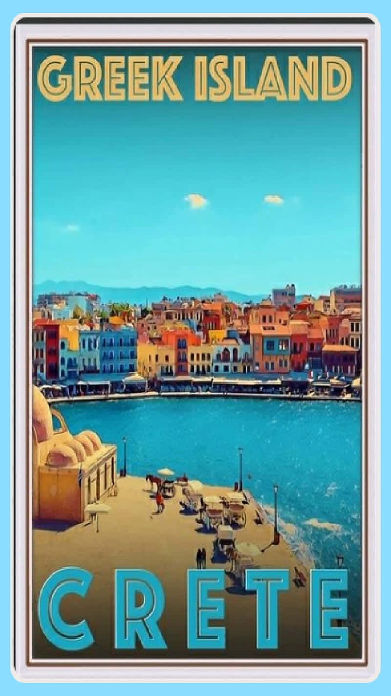 Vintage Greek Island Crete Travel Poster Wallpaper