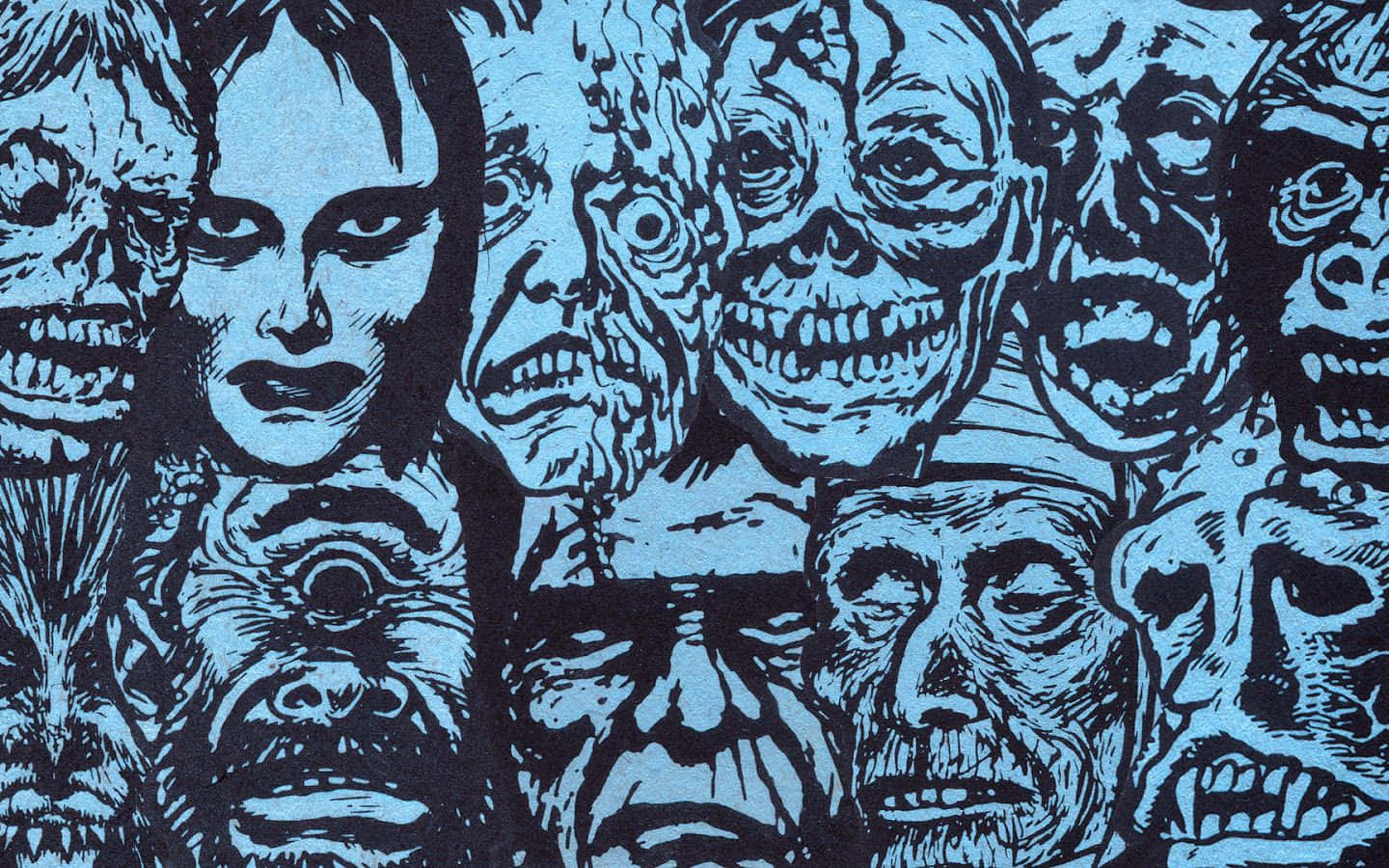 Vintage Halloween Horrors Artwork Wallpaper